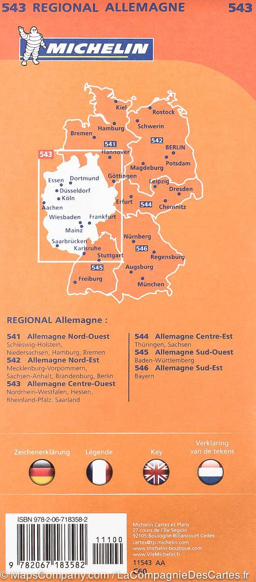 Germany Central West Michelin Map 543 - Image 2