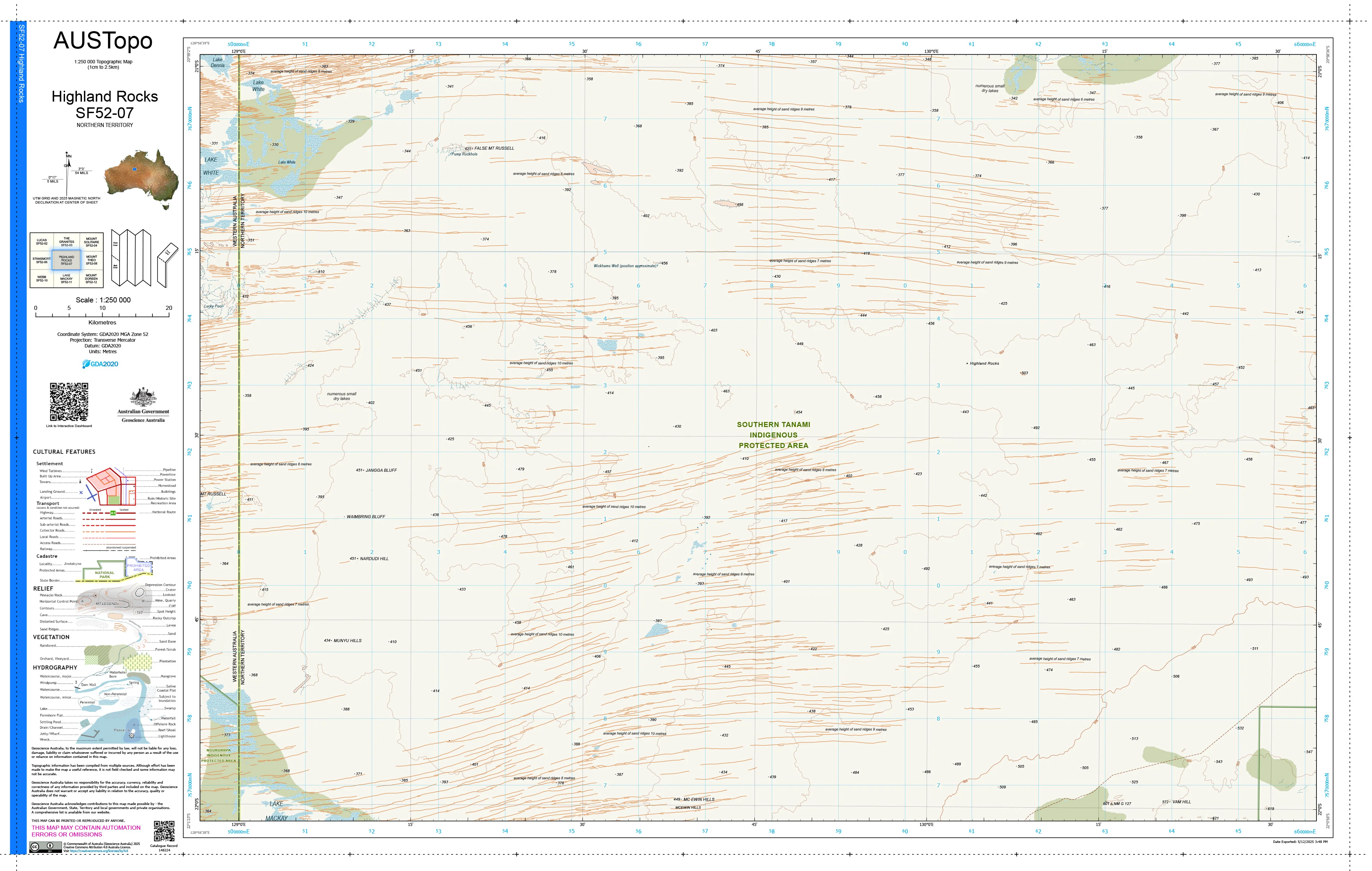 Highland Rocks F5207 AUSTopo 1:250,000 Map