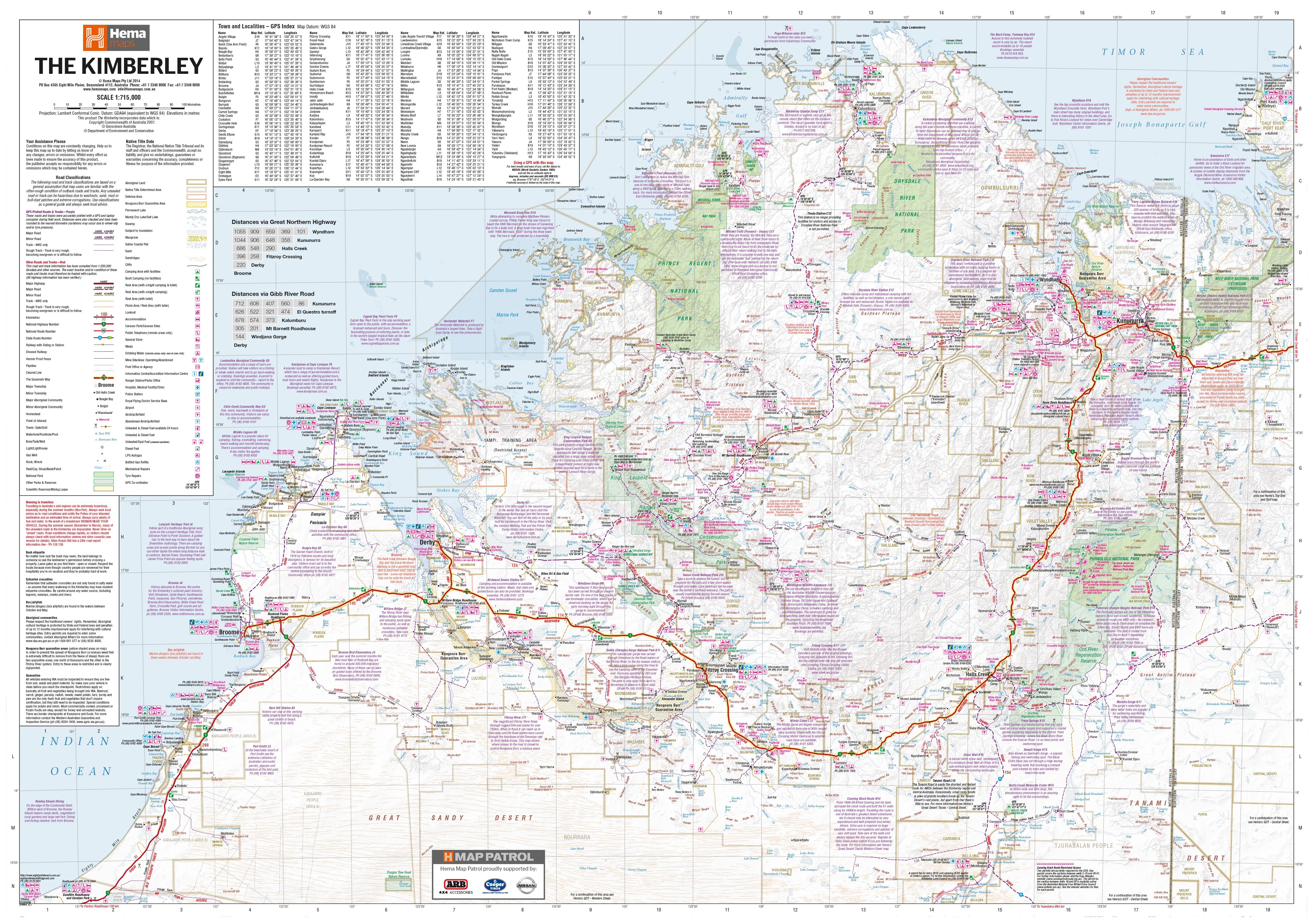 Kimberley Hema 1430 x 1000mm Supermap Laminated Wall Map