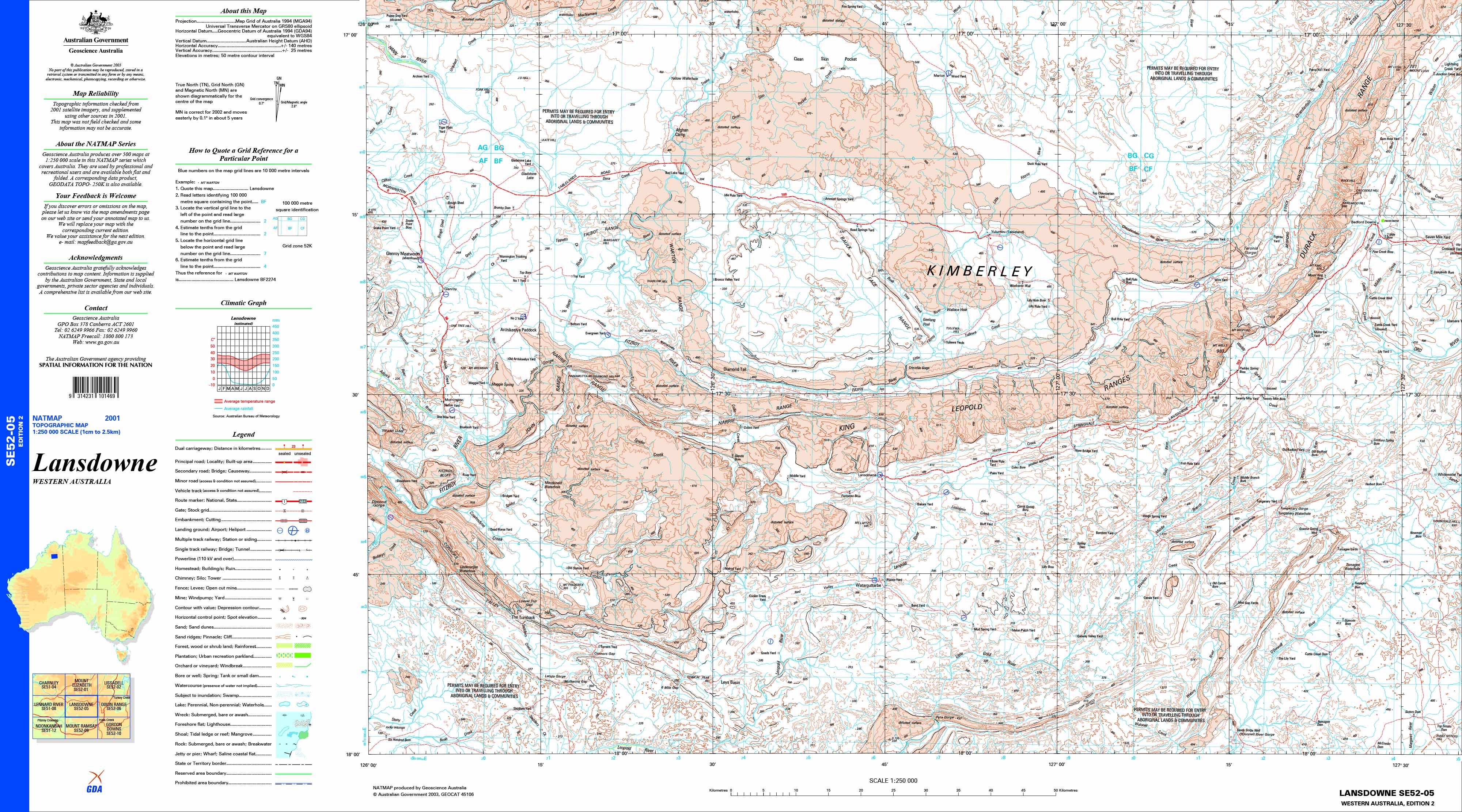Lansdowne SE52-05 Topographic Map 1:250k