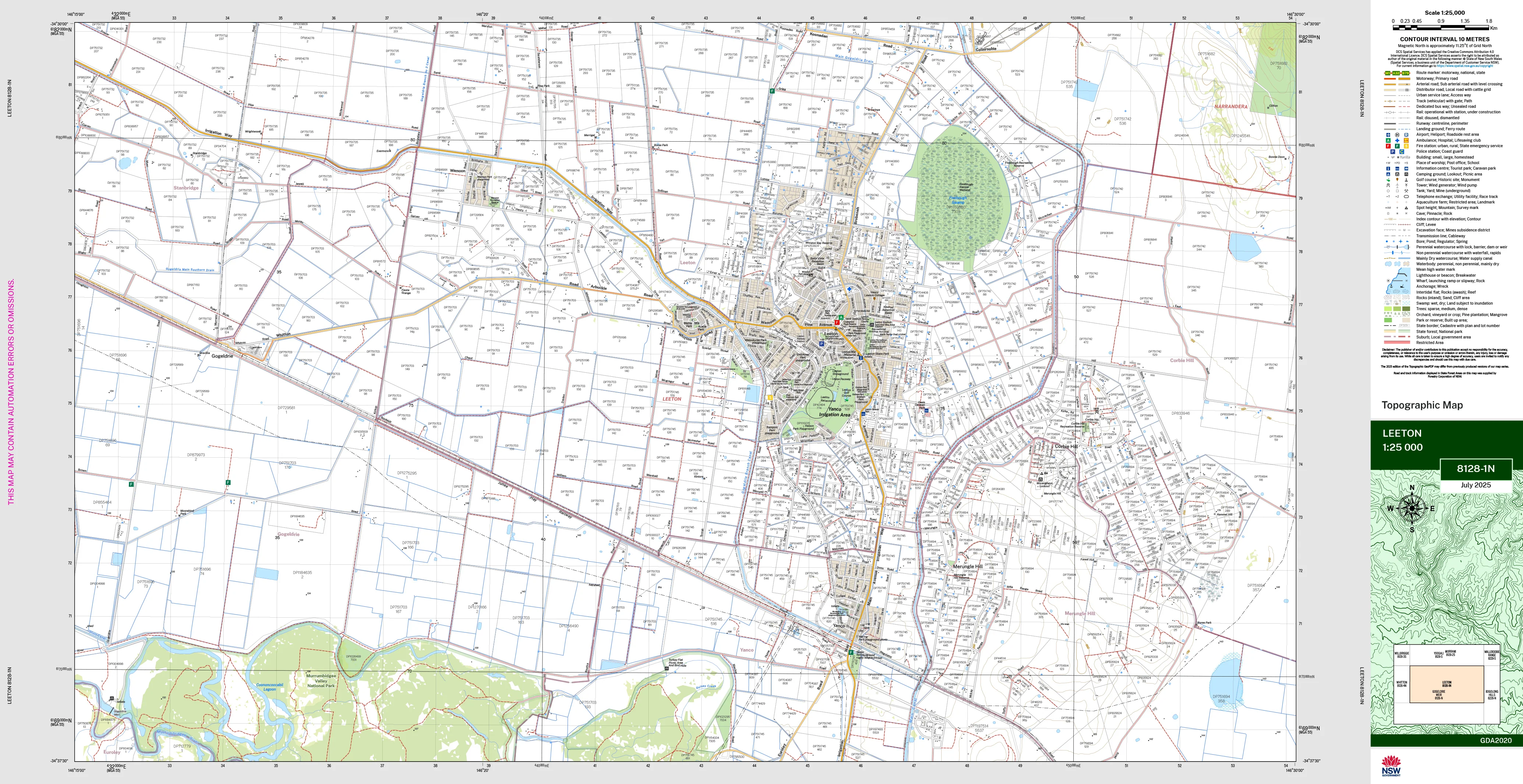 Leeton 8128-1N Topographic Map 1:25k