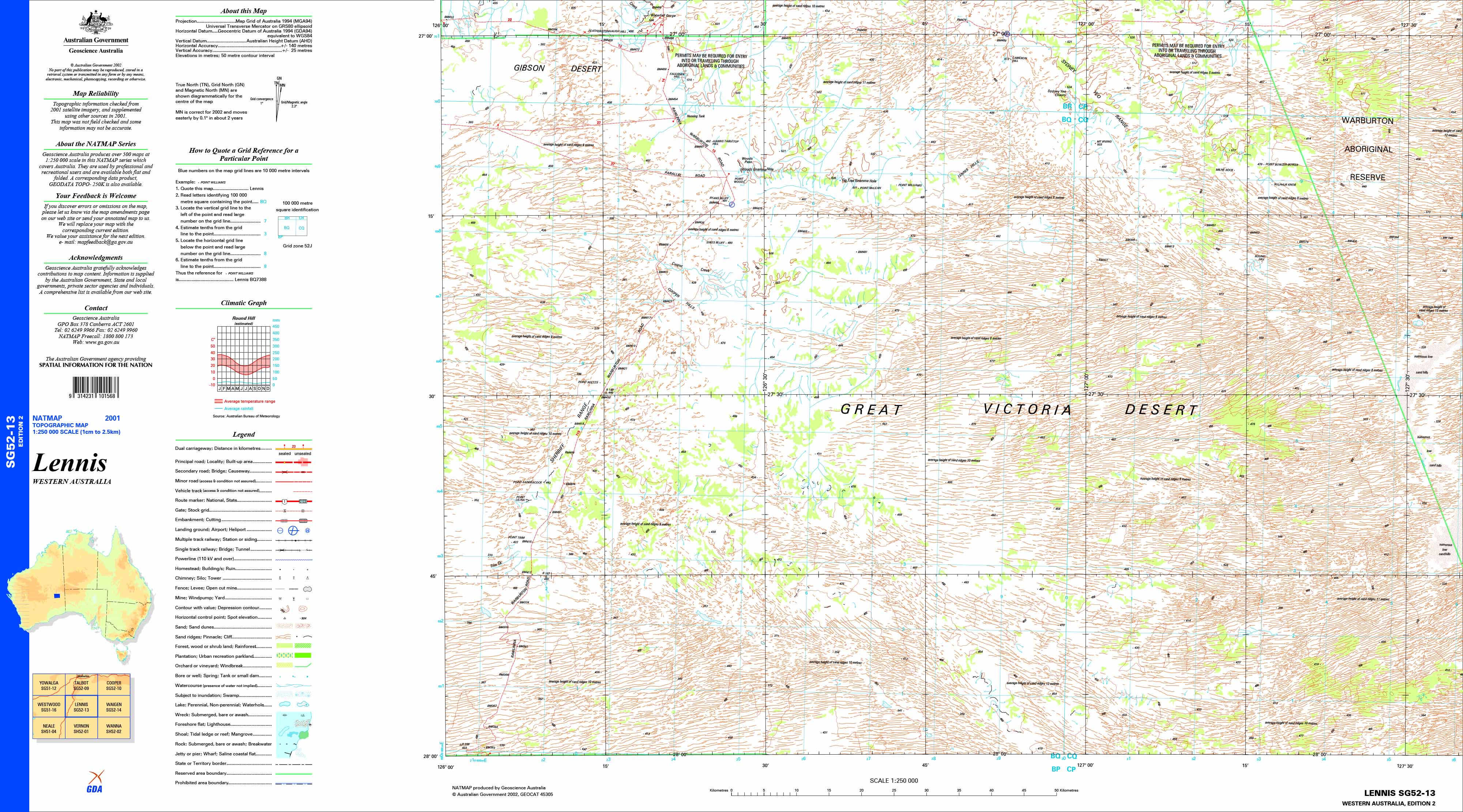Lennis SG52-13 Topographic Map 1:250k