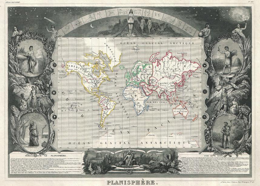 Levasseur Wall Map of the World (1847) Print