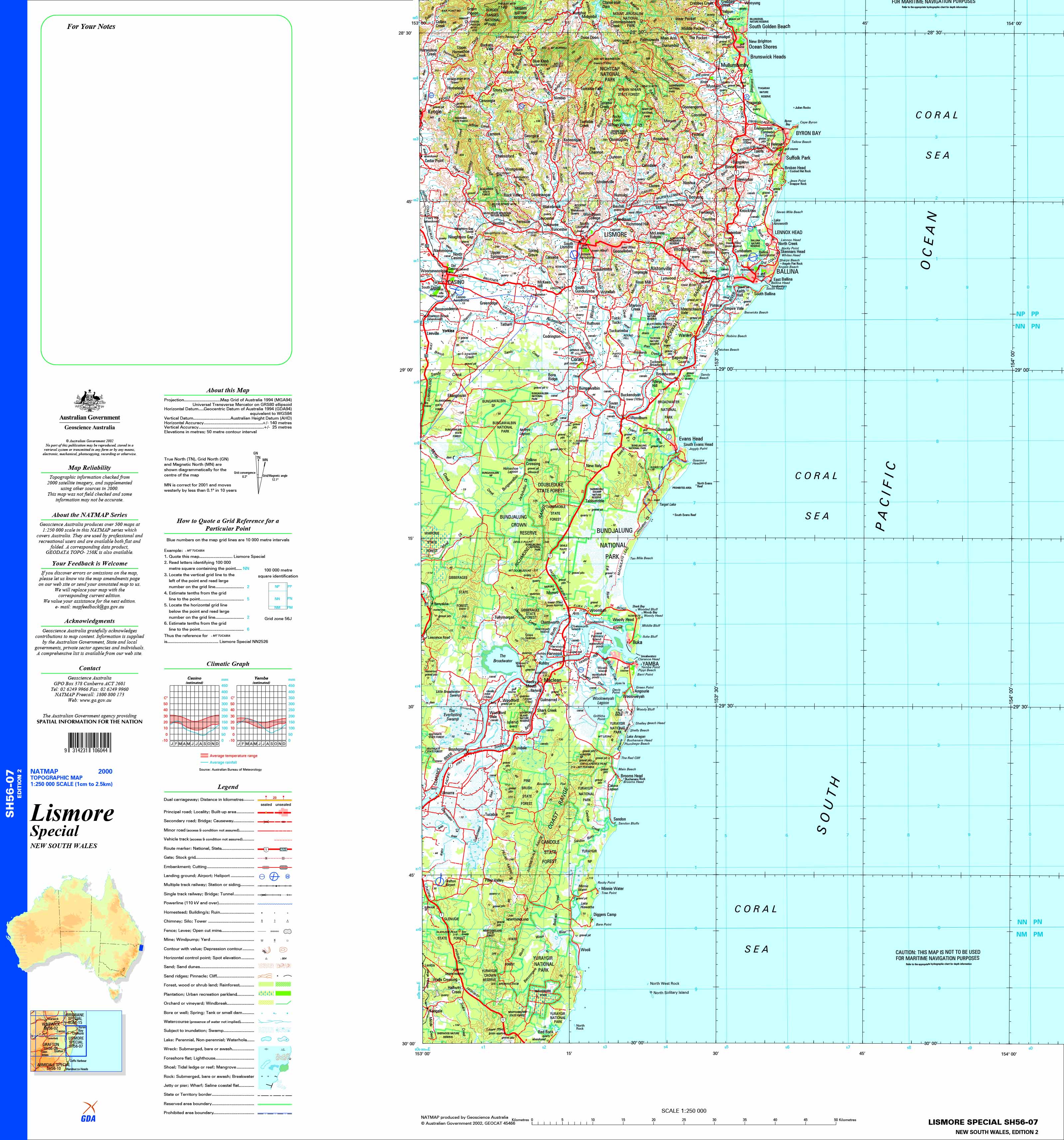 Lismore Special SH56-07 Topographic Map 1:250k