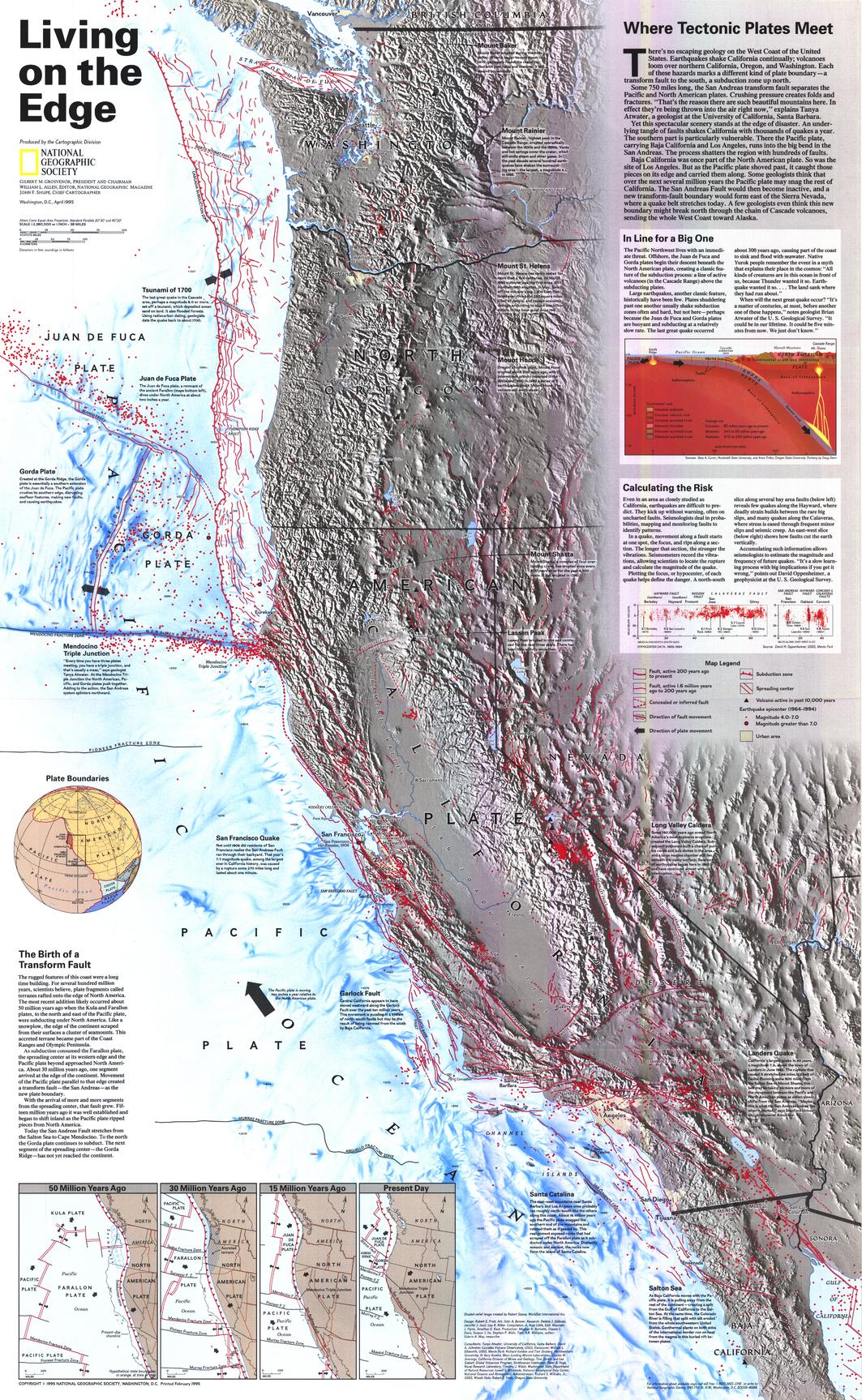 Living on the Edge Wall Map - Published 1995 by National Geographic