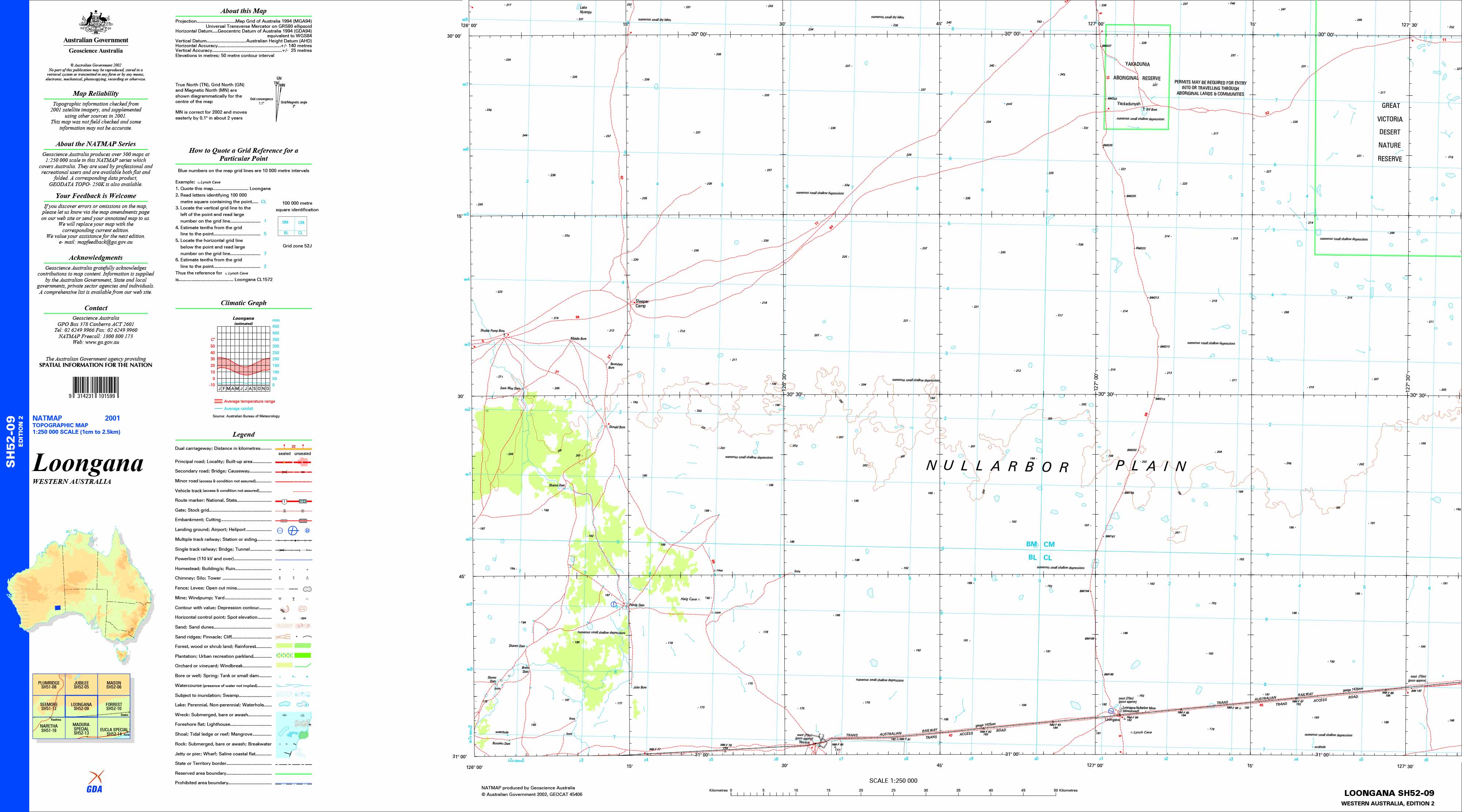 Loongana SH52-09 Topographic Map 1:250k