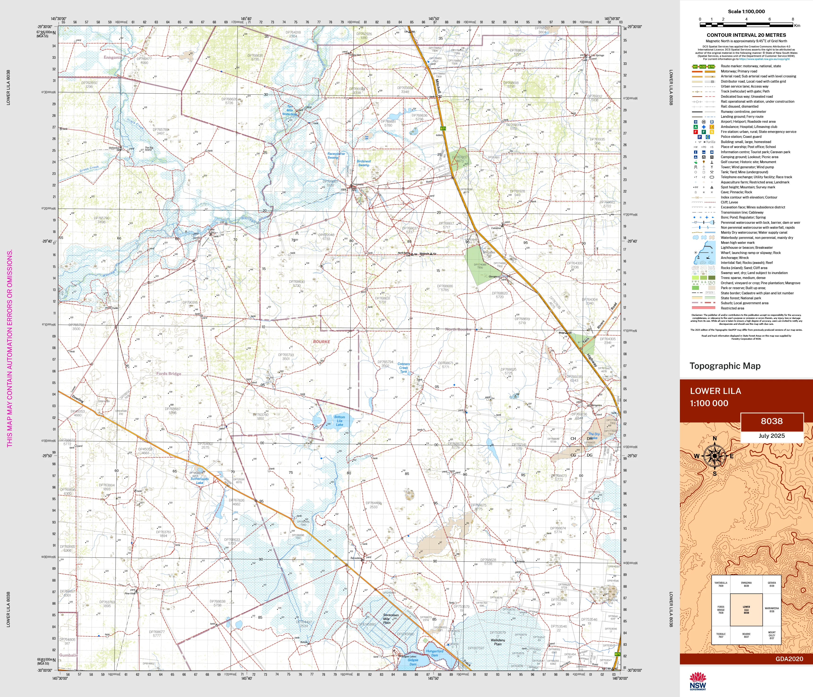 Lower Lila 8038 Topographic Map 1:100k