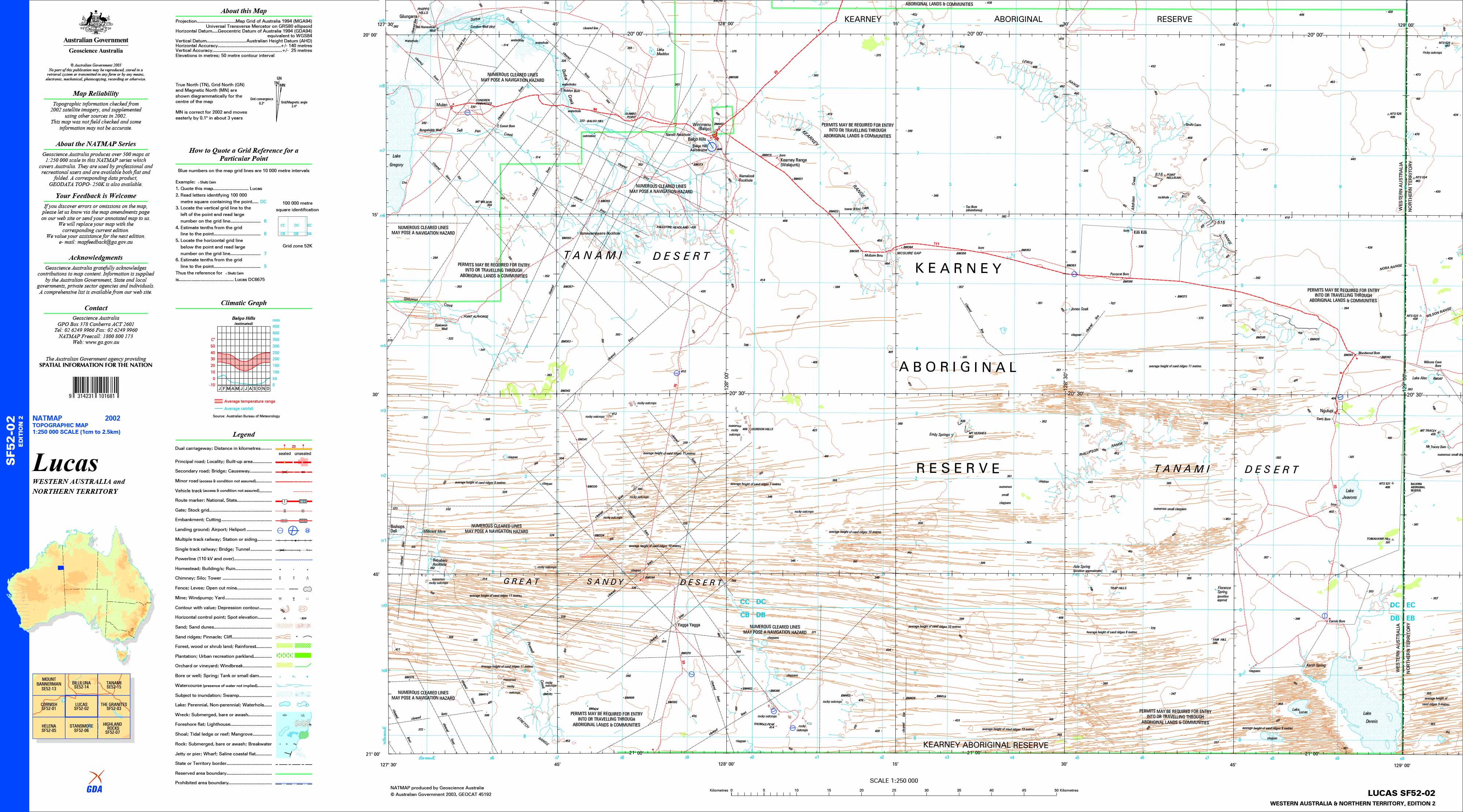 Lucas SF52-02 Topographic Map 1:250k