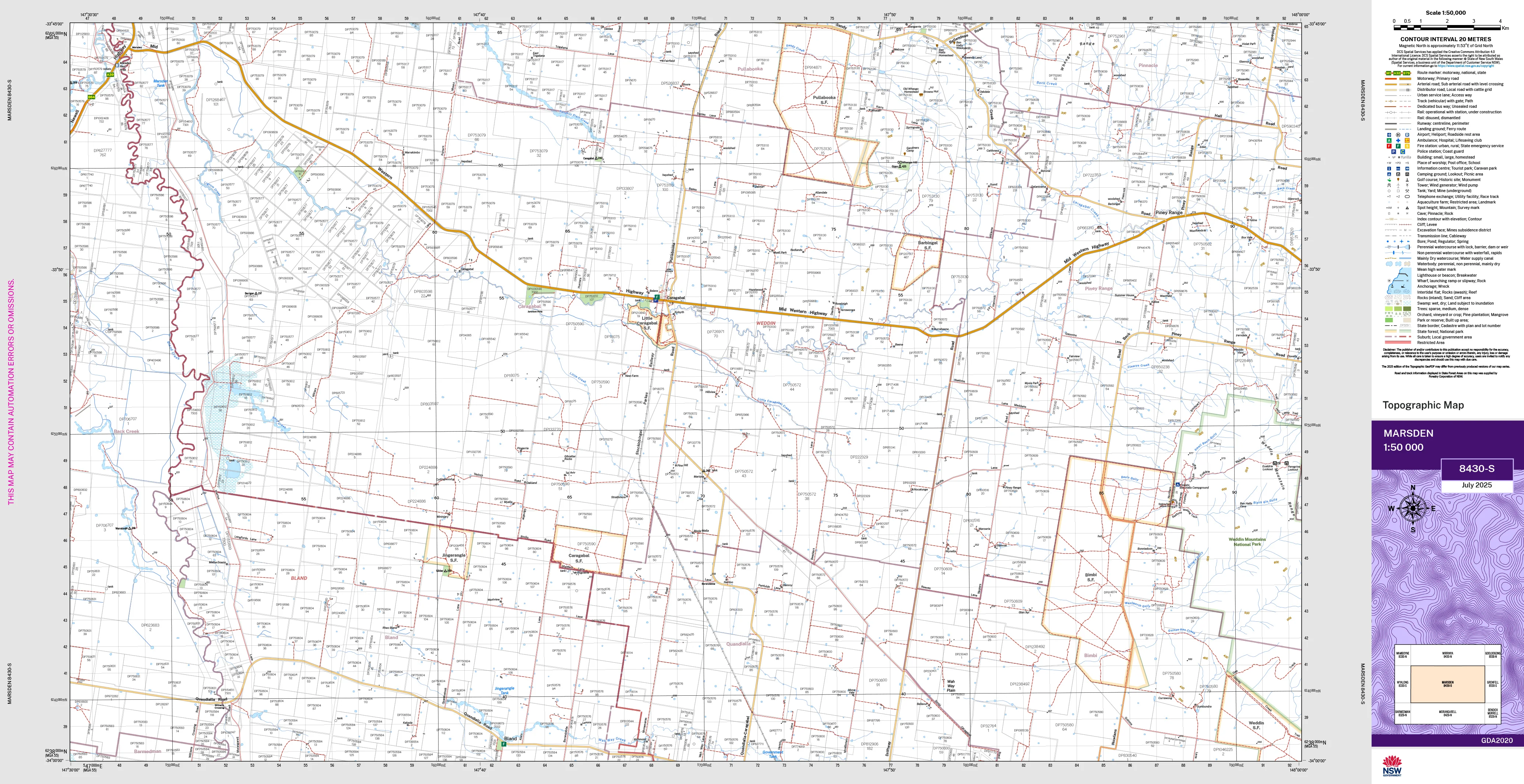 Marsden 8430-S Topographic Map 1:50k