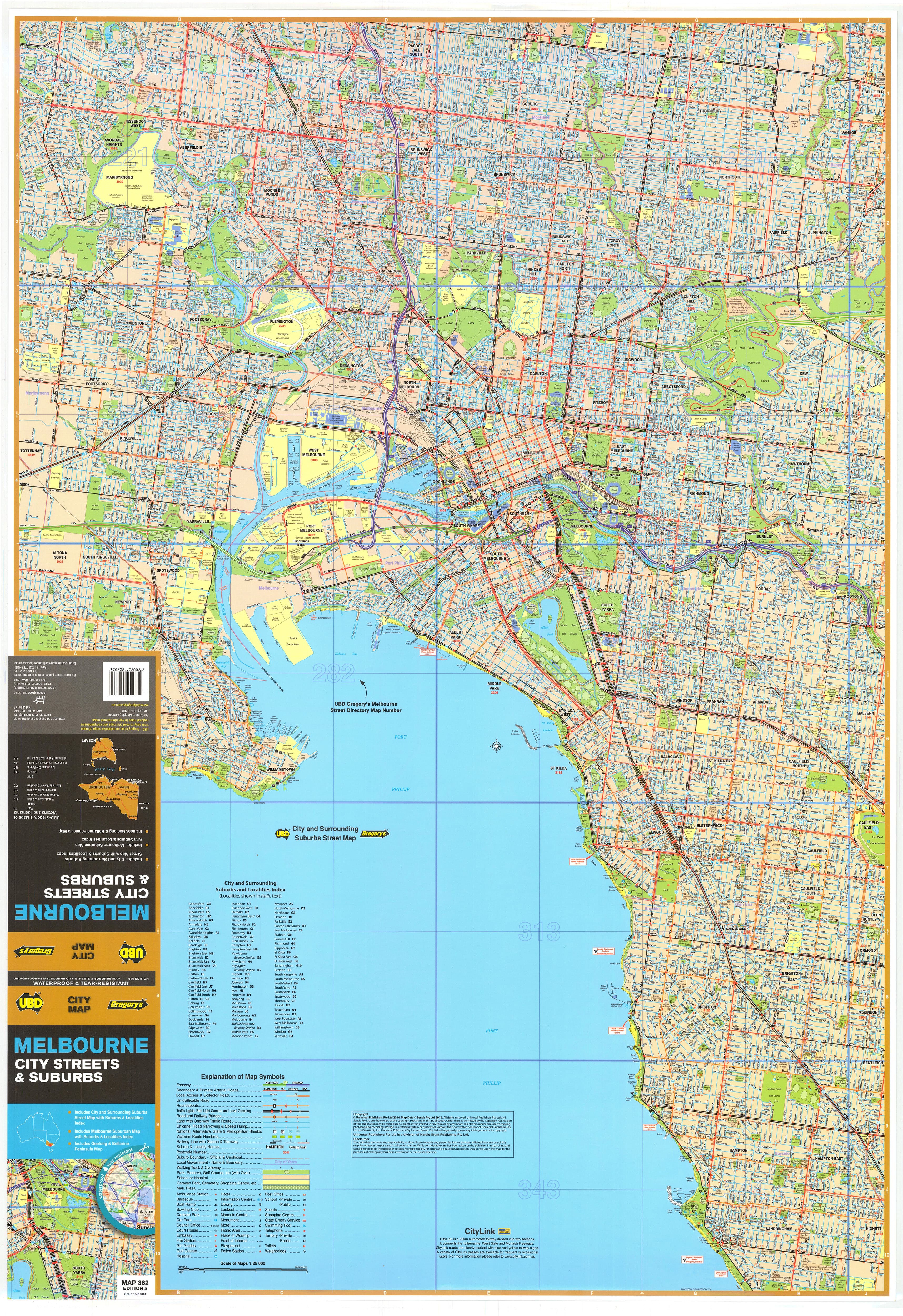 Melbourne City Streets and Suburbs Map UBD 362 8th Edition - Image 2
