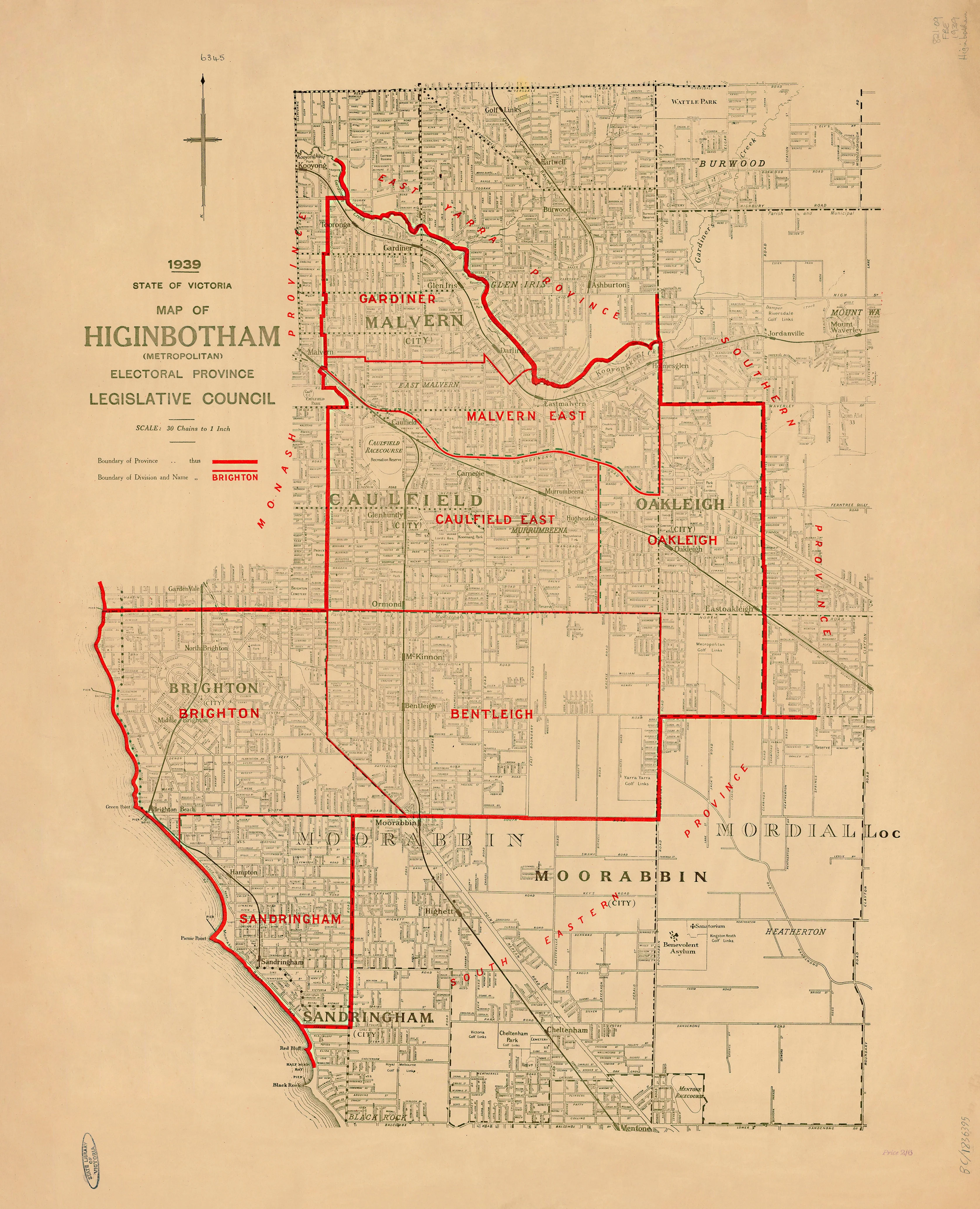 Melbourne West Electoral Map, Victoria (1939) - Image 2