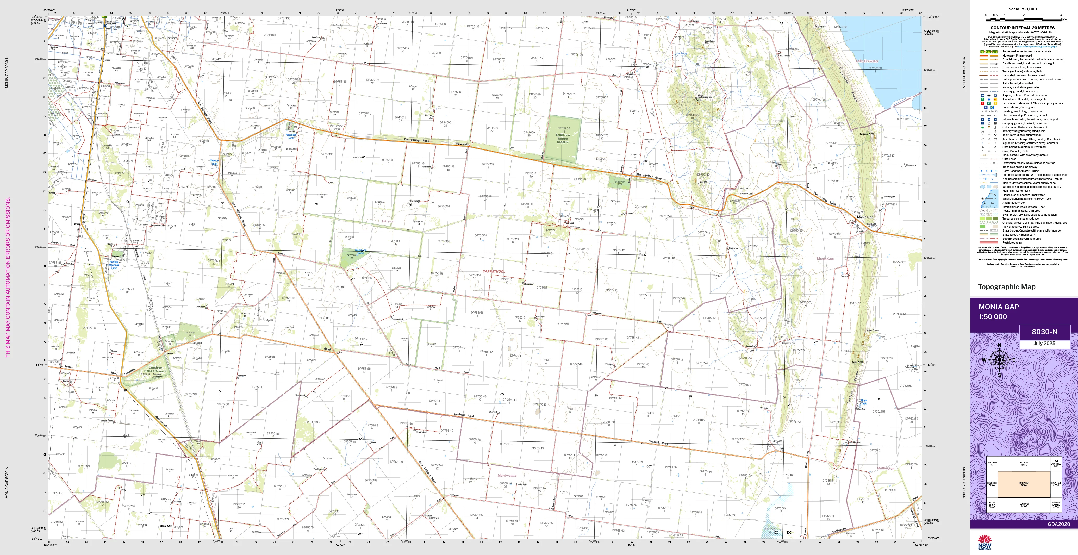 Monia Gap 8030-N Topographic Map 1:50k