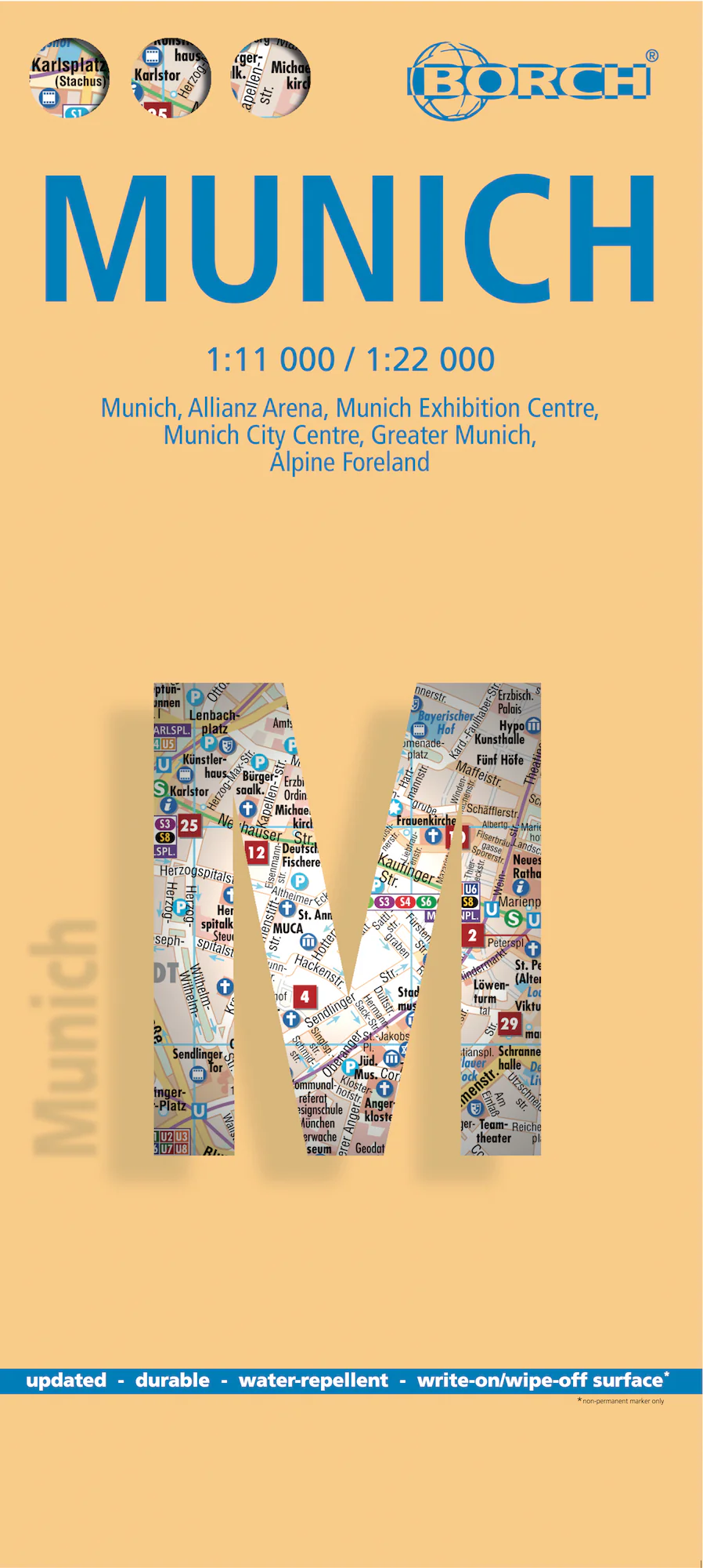 Munich (München) Borch Folded Laminated City Map