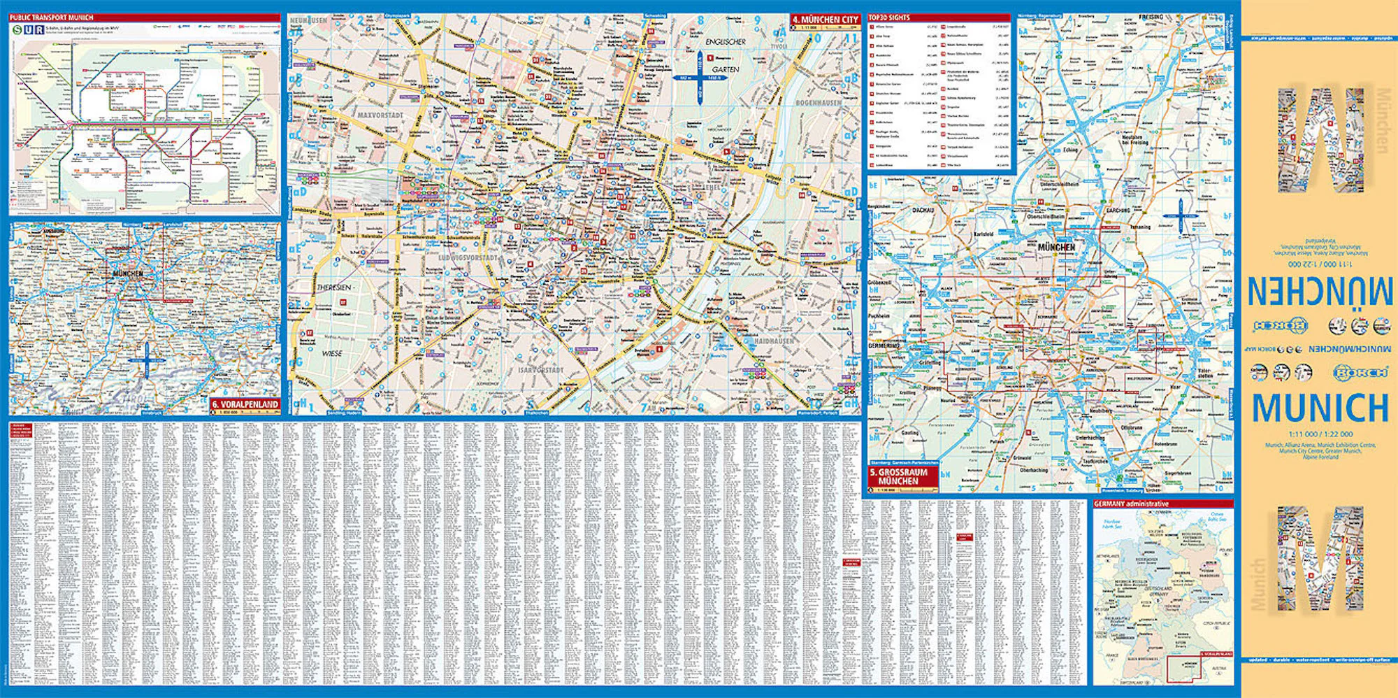 Munich (München) Borch Folded Laminated City Map - Image 2