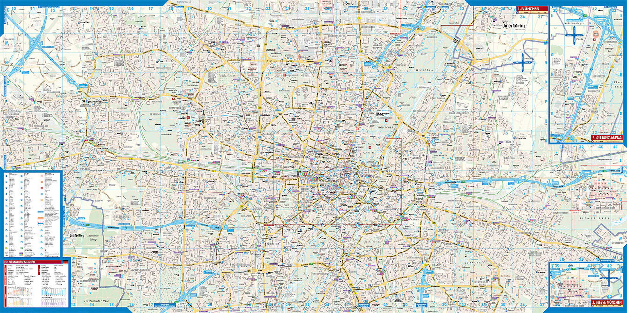 Munich (München) Borch Folded Laminated City Map - Image 3