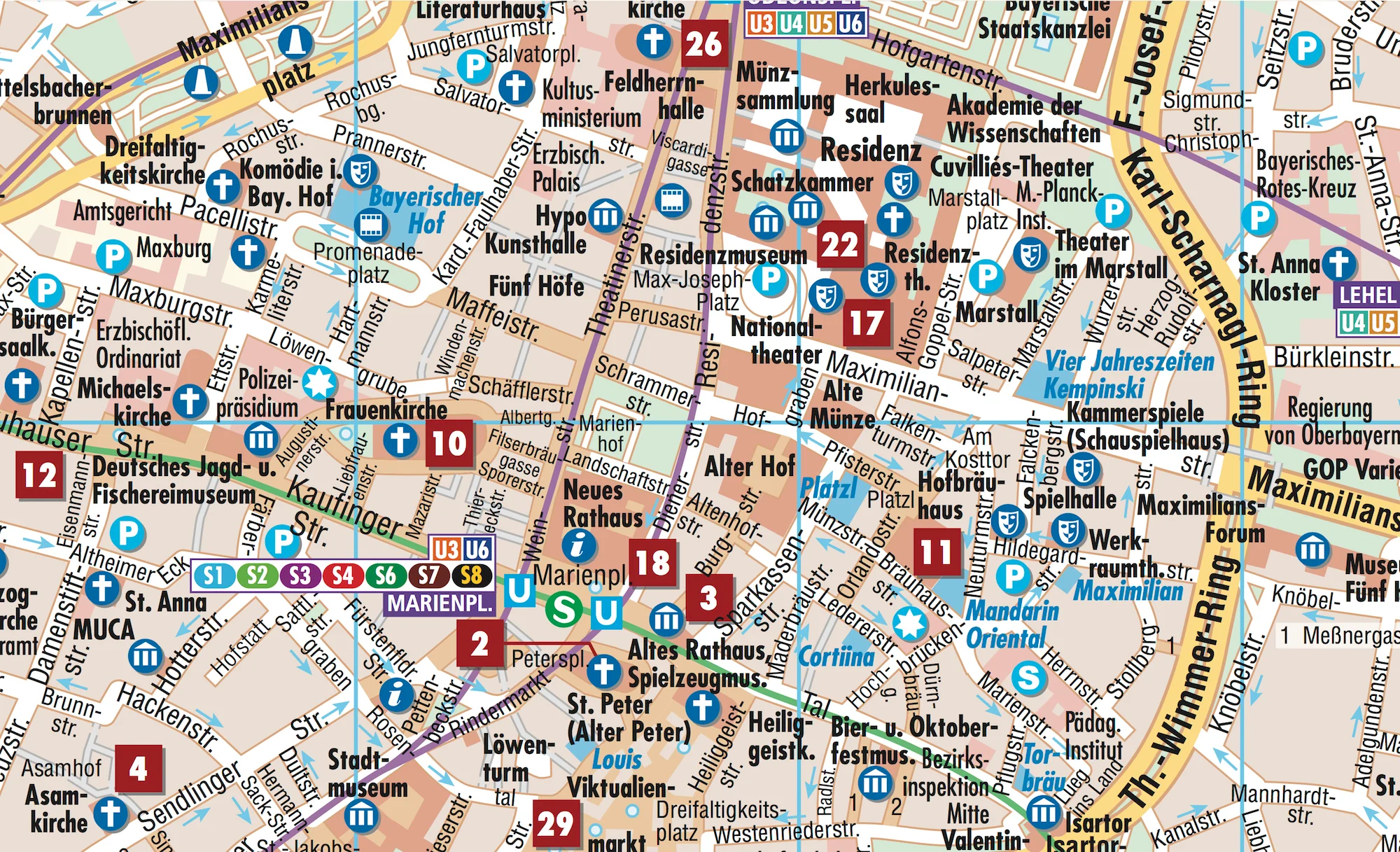 Munich (München) Borch Folded Laminated City Map - Image 4