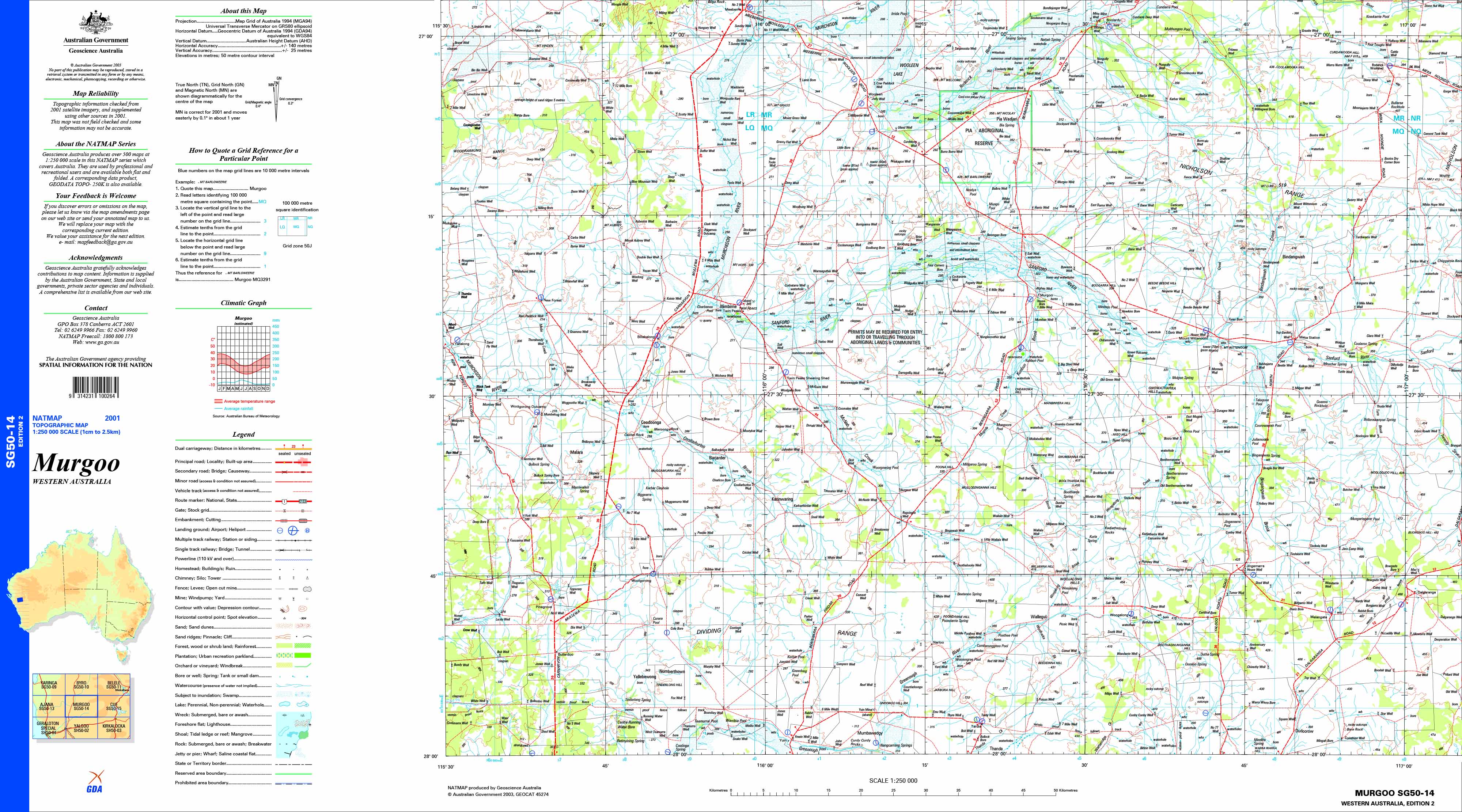 Murgoo SG50-14 Topographic Map 1:250k