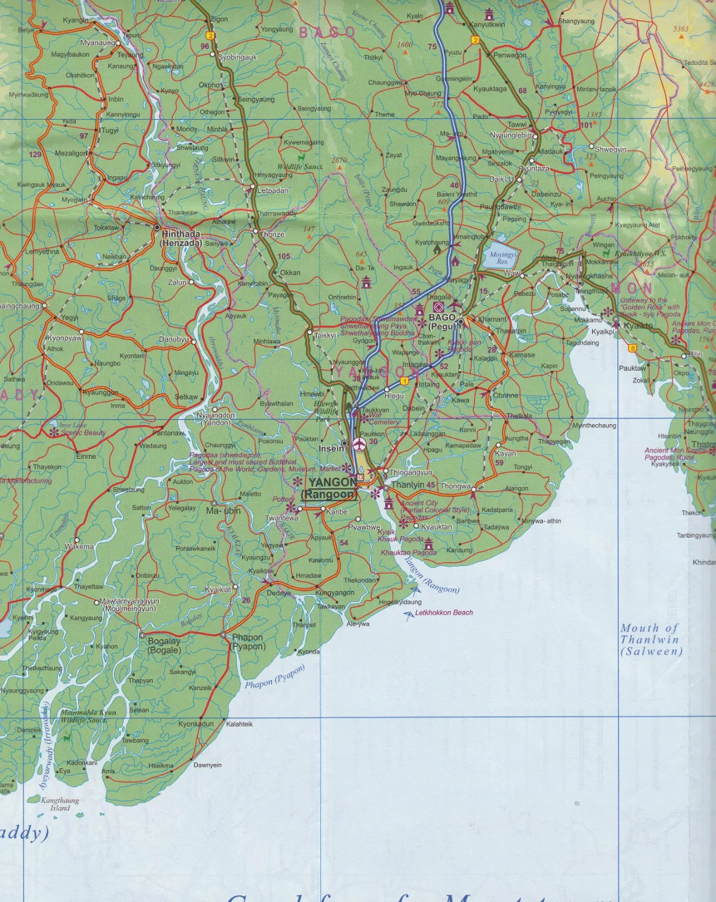 Myanmar (Burma) Travel Map by ITMB - Image 2