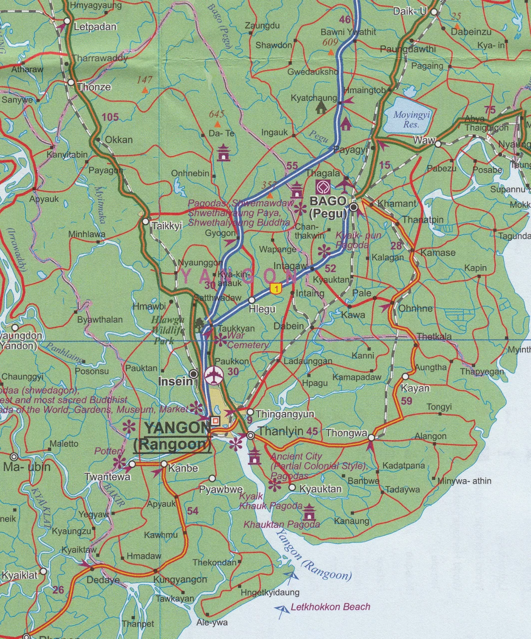Myanmar (Burma) Travel Map by ITMB - Image 3