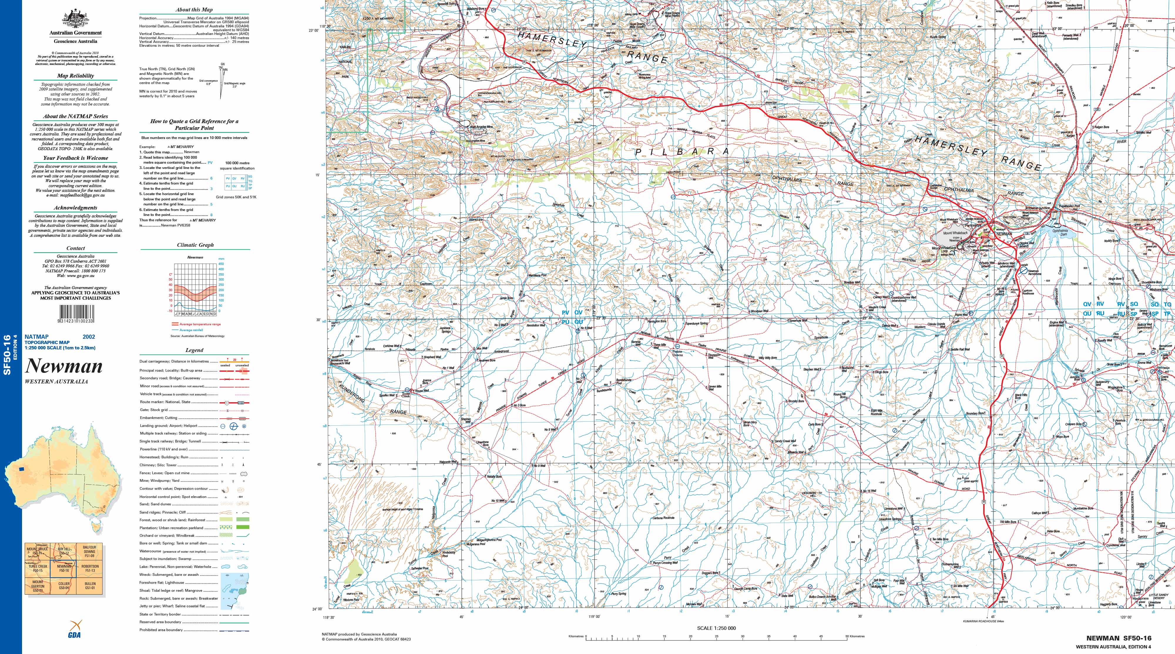 Newman SF50-16 Topographic Map 1:250k