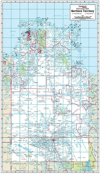 Northern Territory Postcode Laminated Map 600 x 1036mm