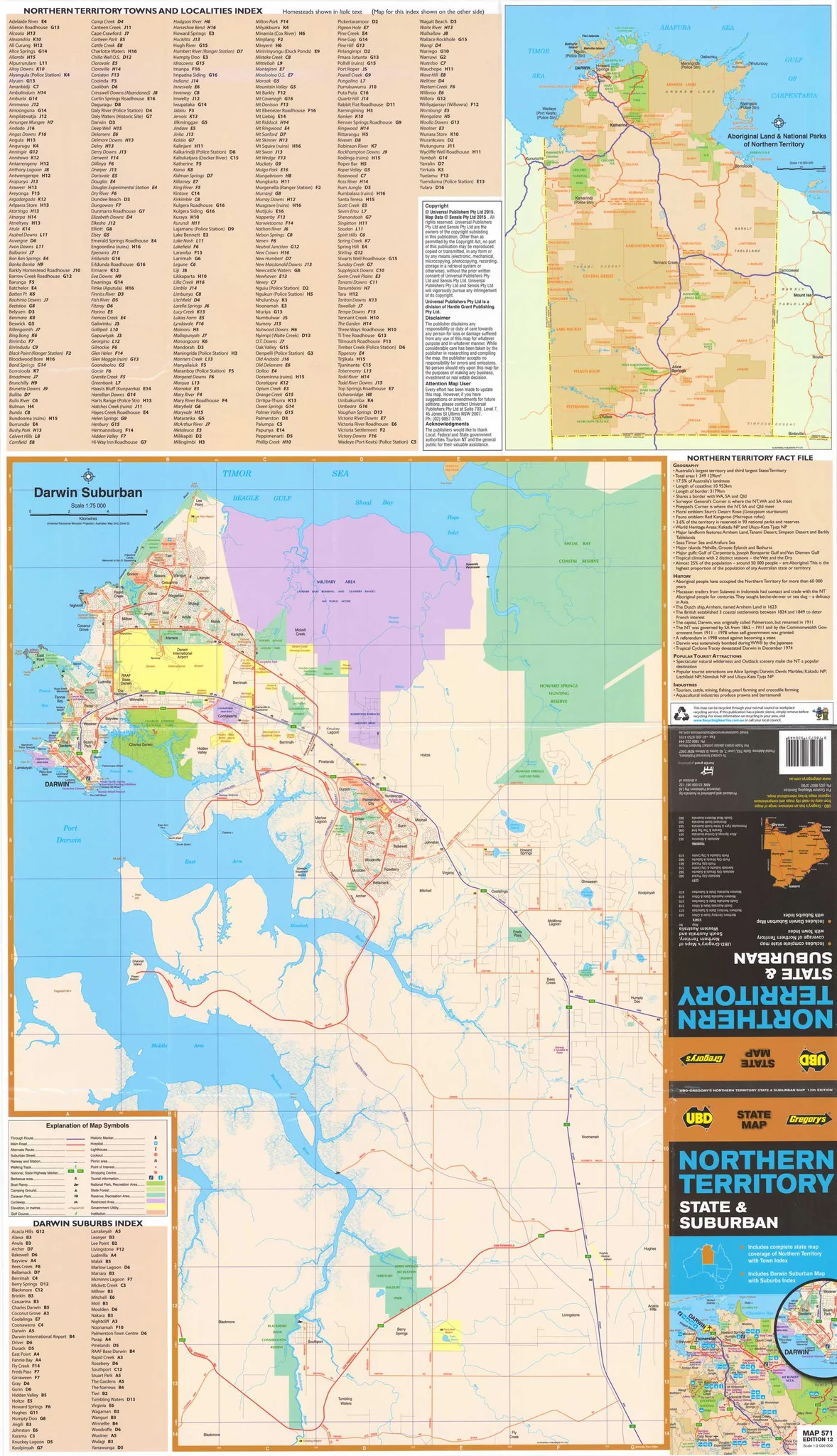 Northern Territory UBD 571 Map 575 x 1000mm Laminated Wall Map - Image 2
