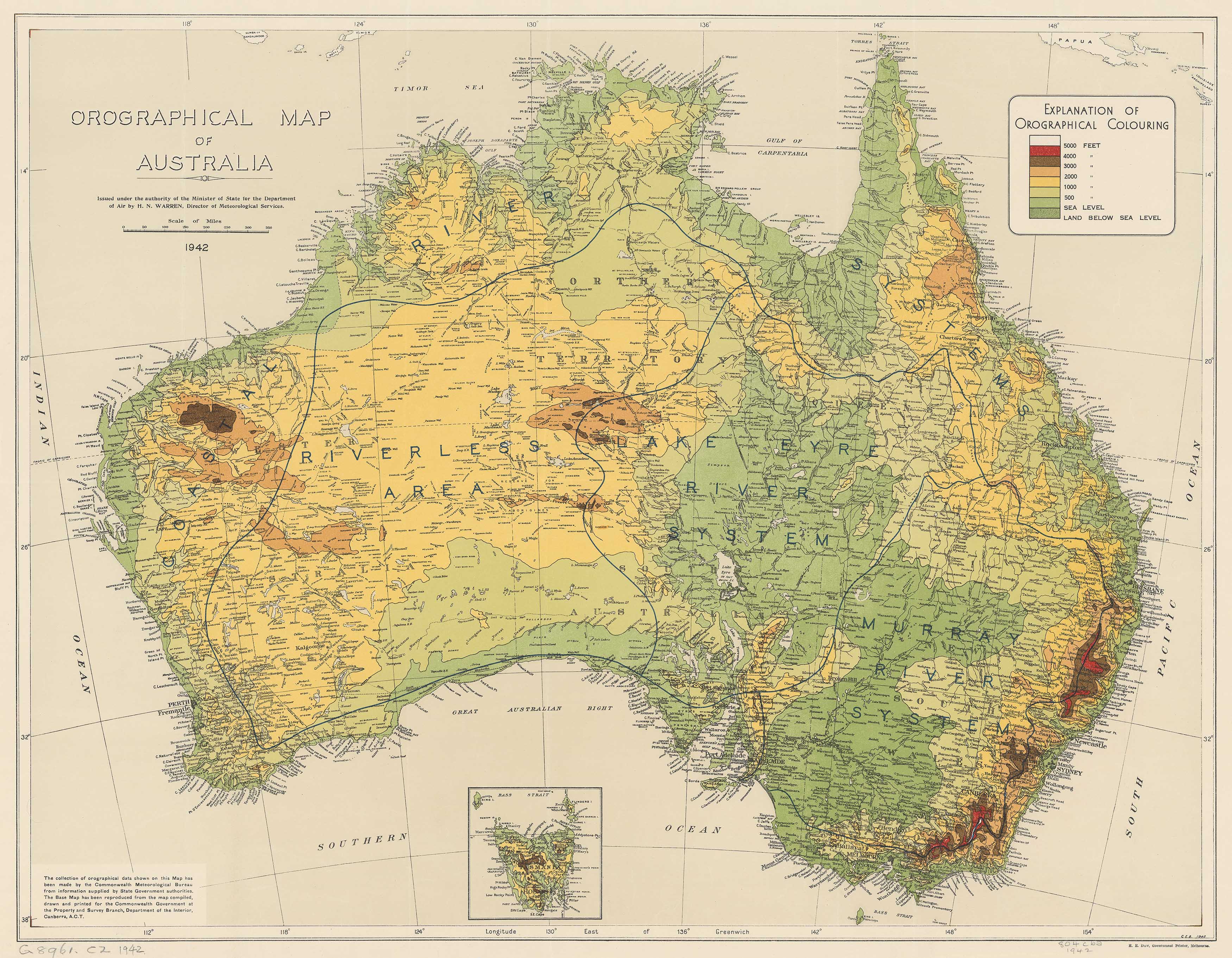 Vintage Topographic Map of Australia 1942