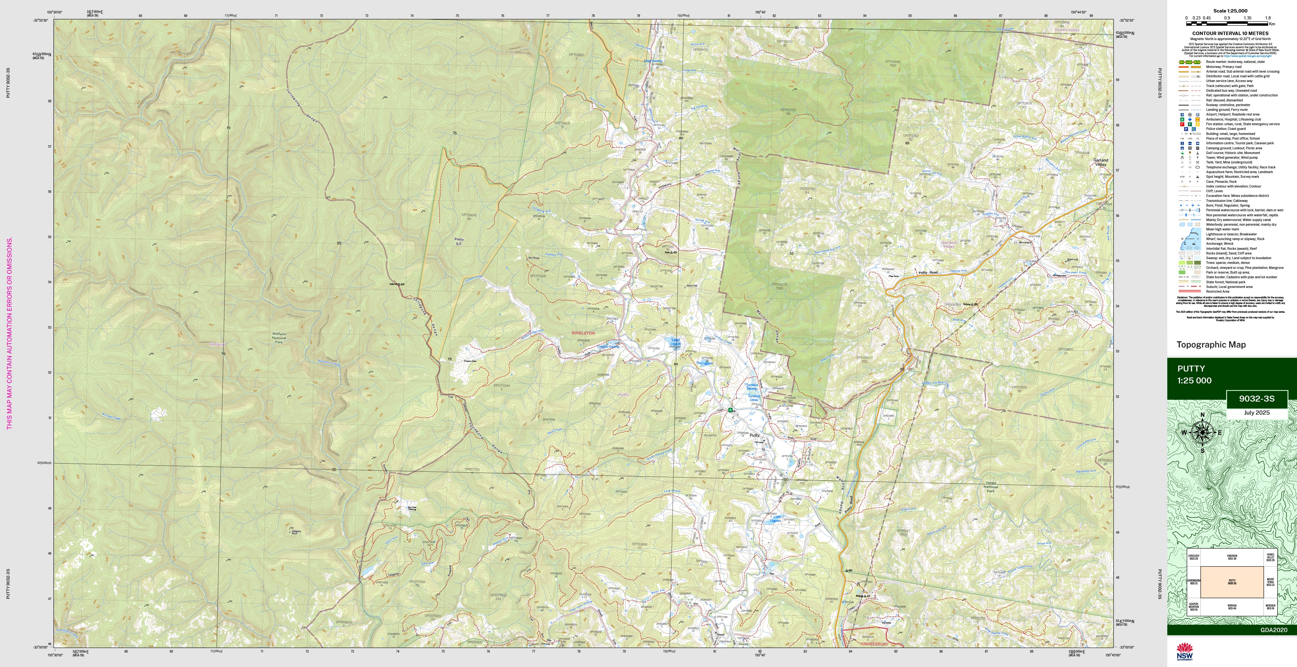 Putty 9032-3S Topographic Map 1:25k
