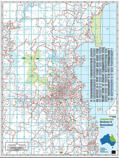 Queensland & Brisbane Postcode Laminated Wall Map 788 x 1036mm - Image 2