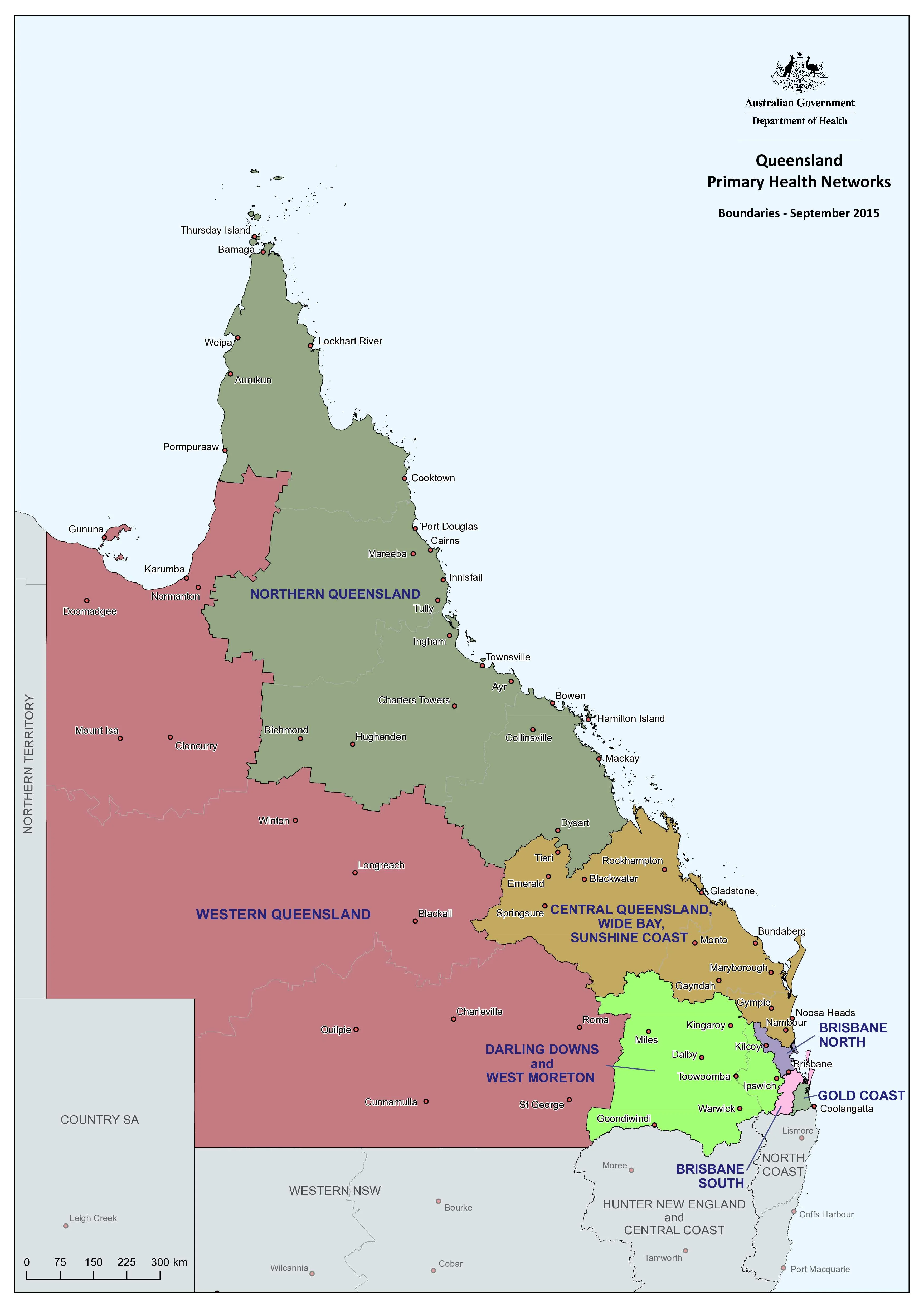 Queensland Primary Health Care Network Wall Map