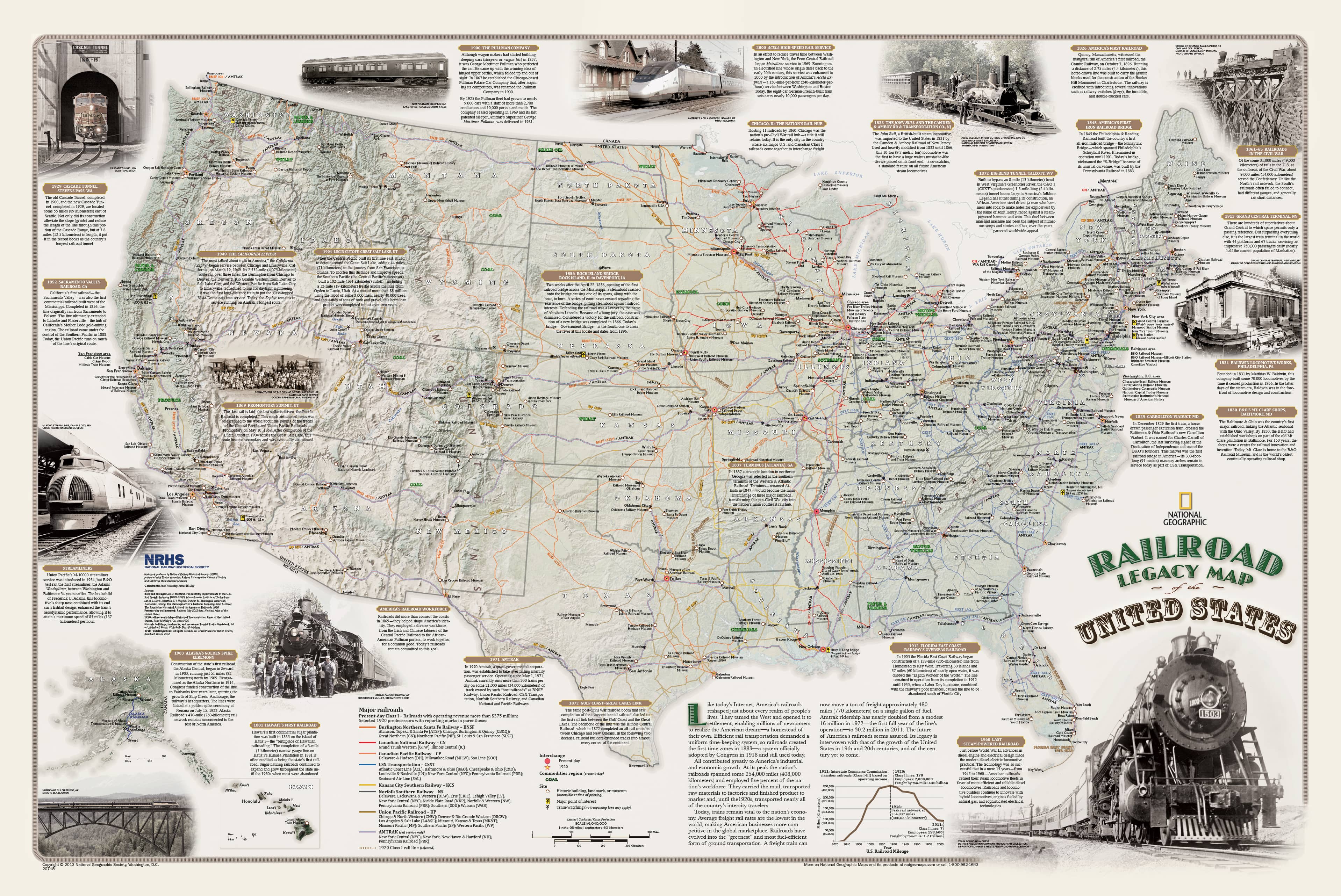 Railroad Legacy Wall Map of the United States by National Geographic