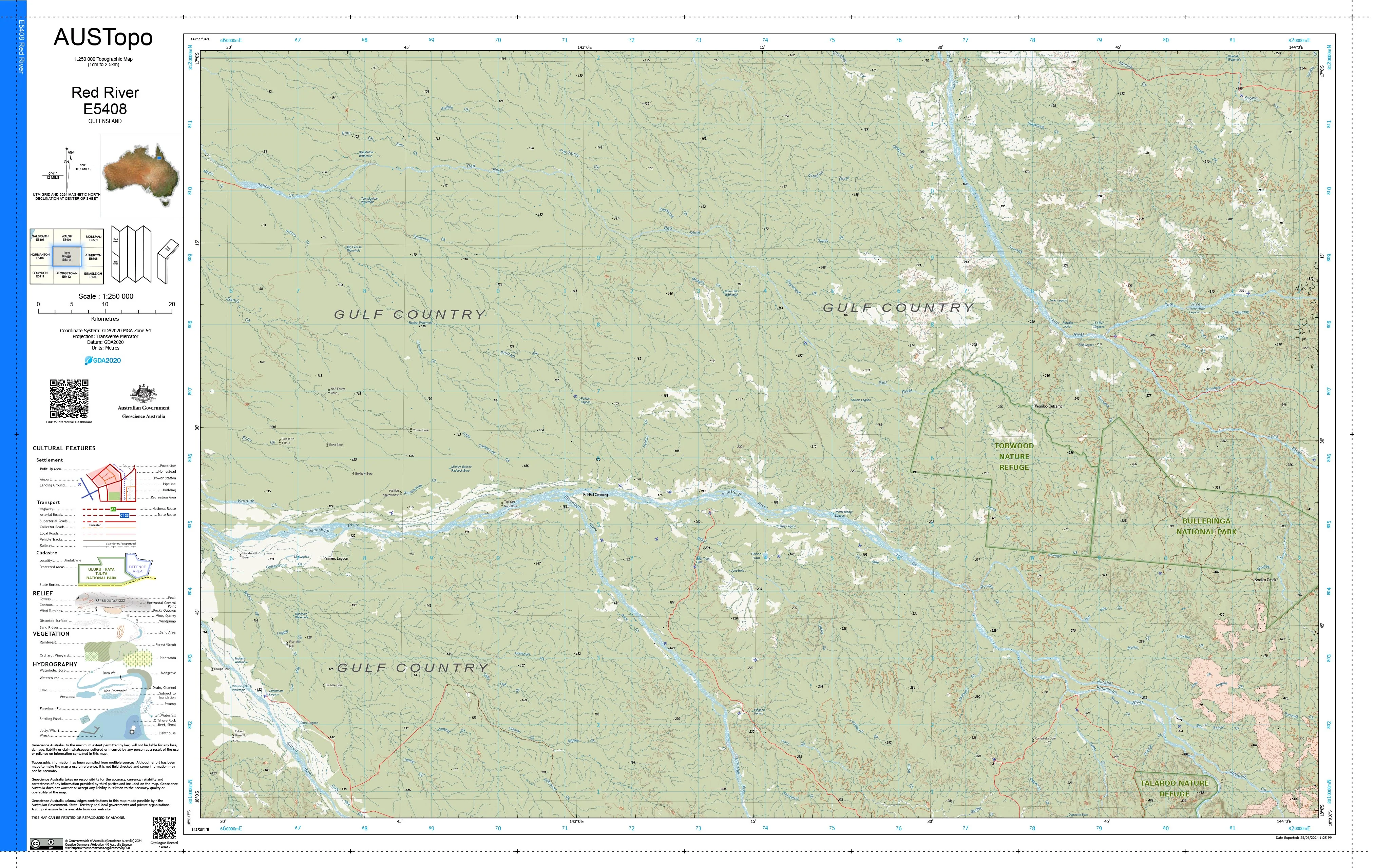 Red River E5408 AUSTopo 1:250,000 Map