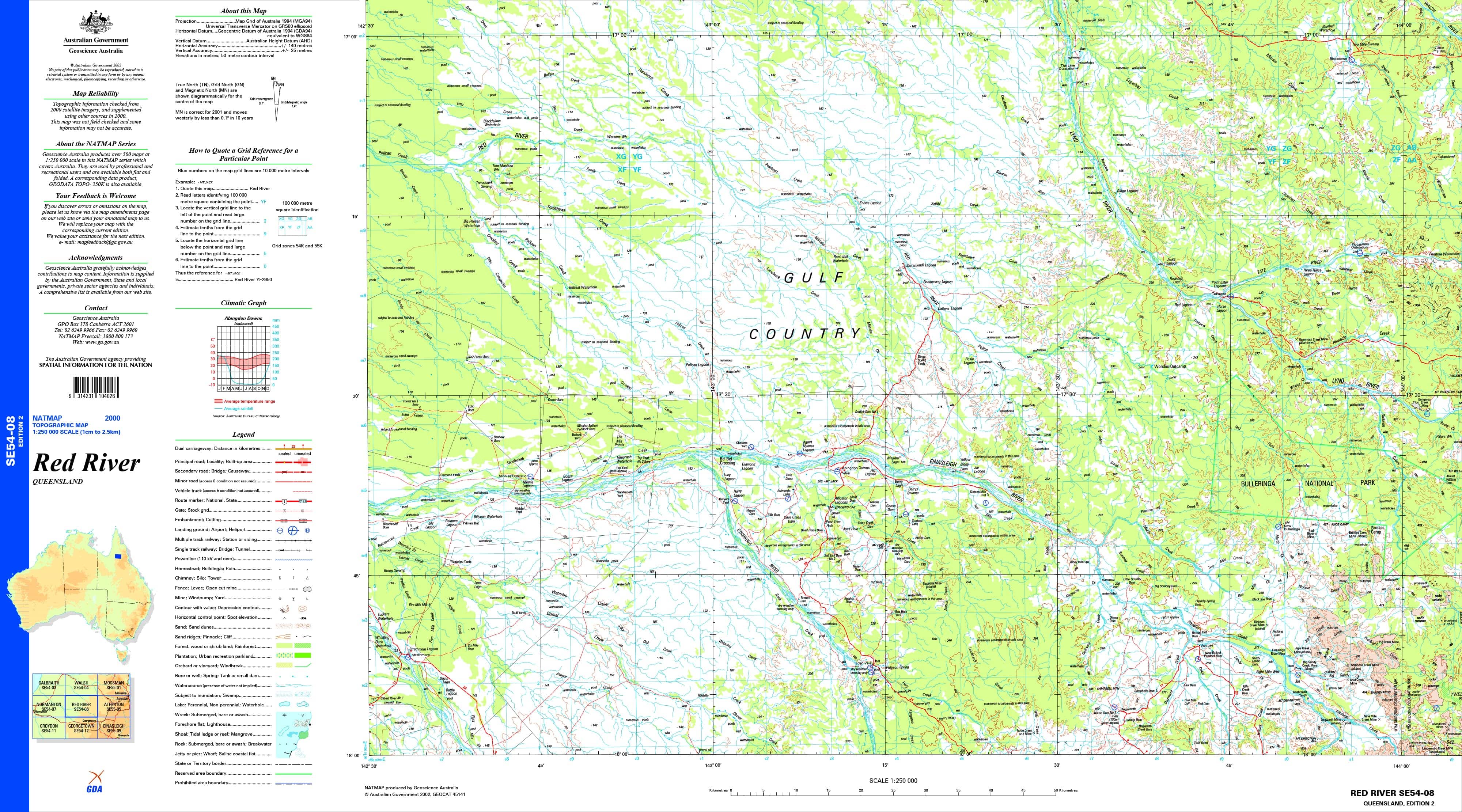 Red River SE54-08 Topographic Map 1:250k