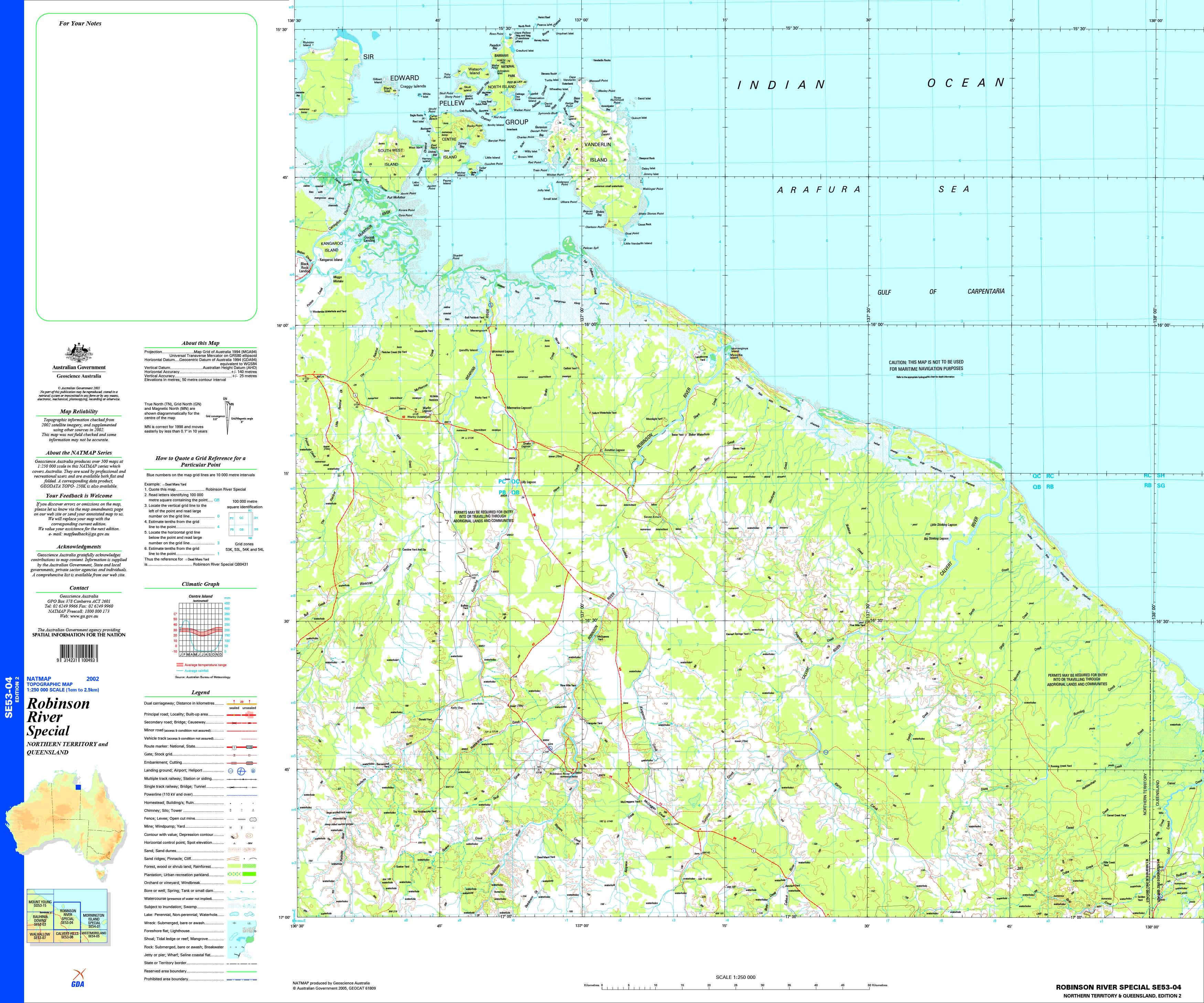 Robinson River Special SE53-04 Topographic Map 1:250k