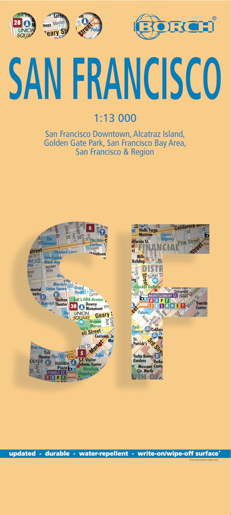 San Francisco Borch Folded Laminated Map