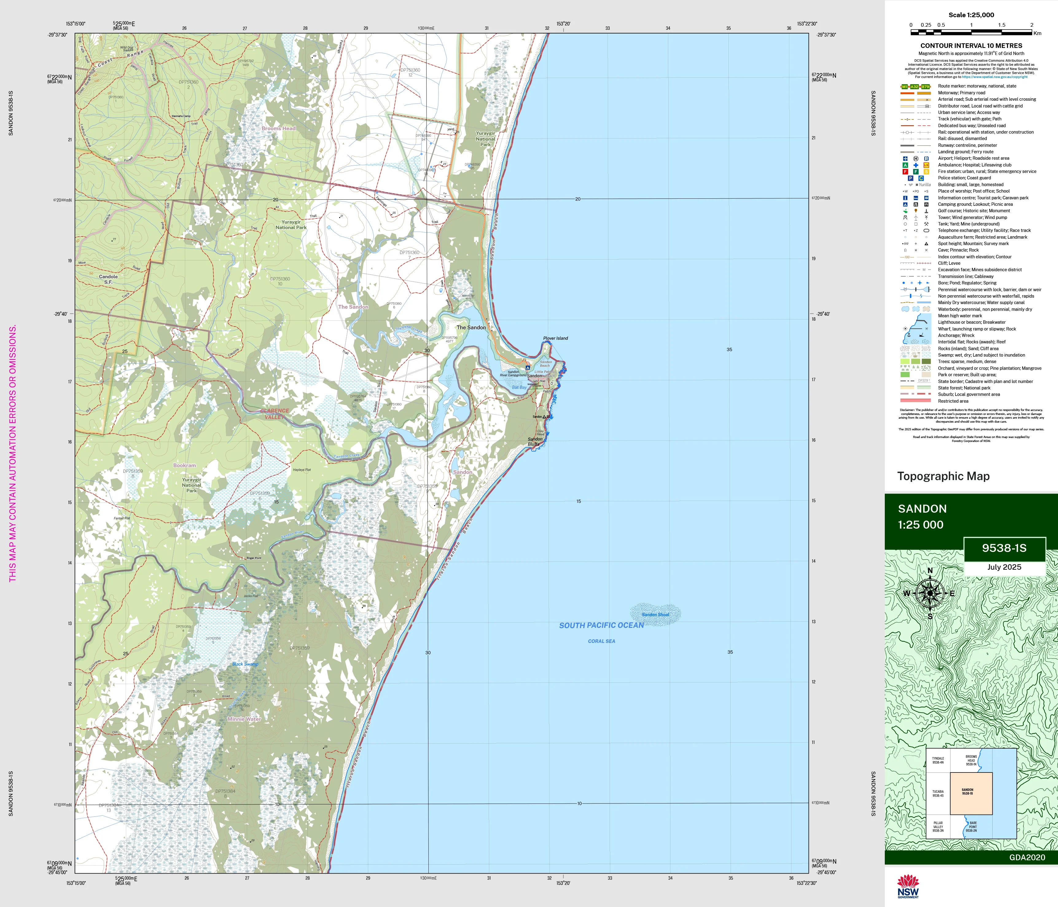 Sandon 9538-1S Topographic Map 1:25k