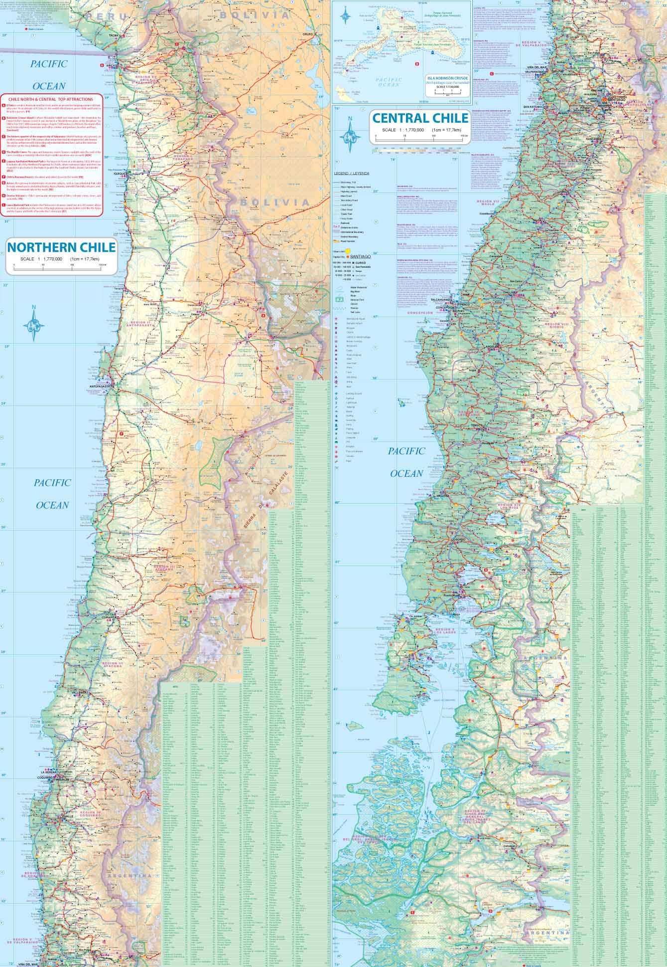 Santiago, Northern & Central Chile ITMB Map - Image 3