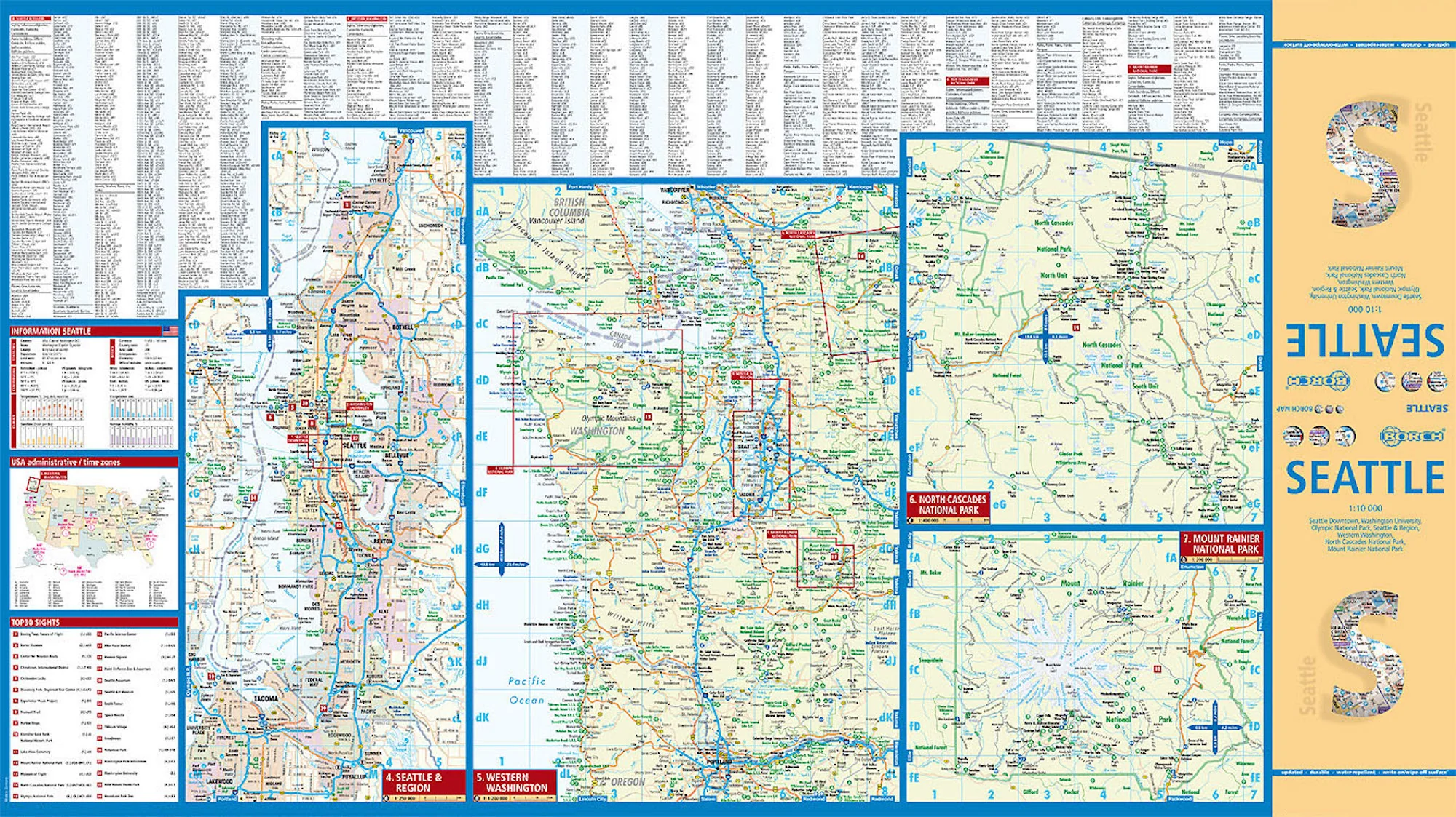 Seattle Borch Folded Laminated Map - Image 2