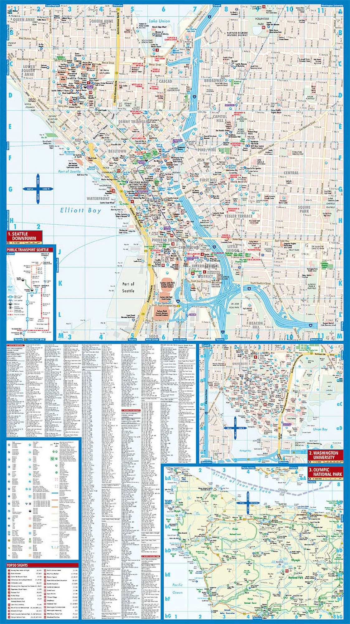 Seattle Borch Folded Laminated Map - Image 3
