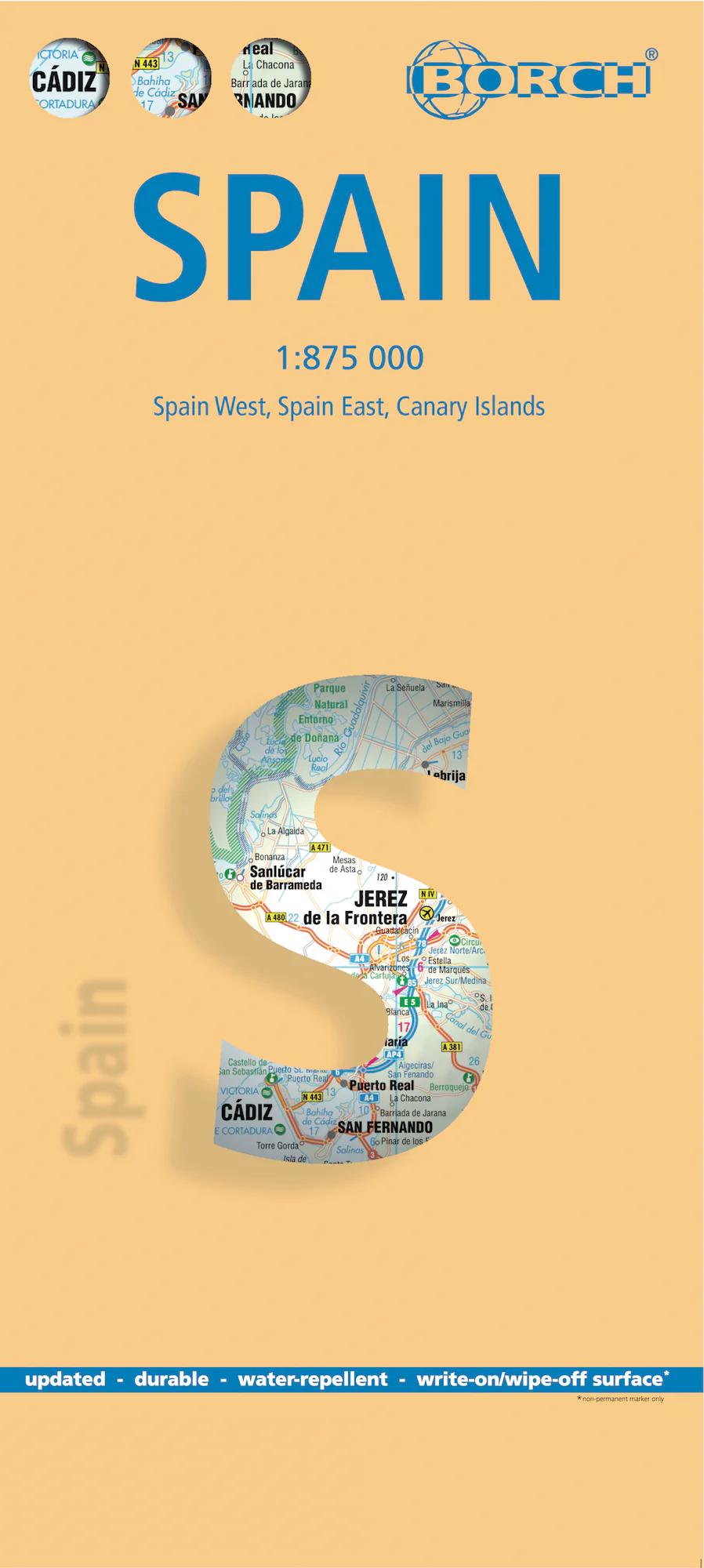 Spain Borch Folded Laminated Map