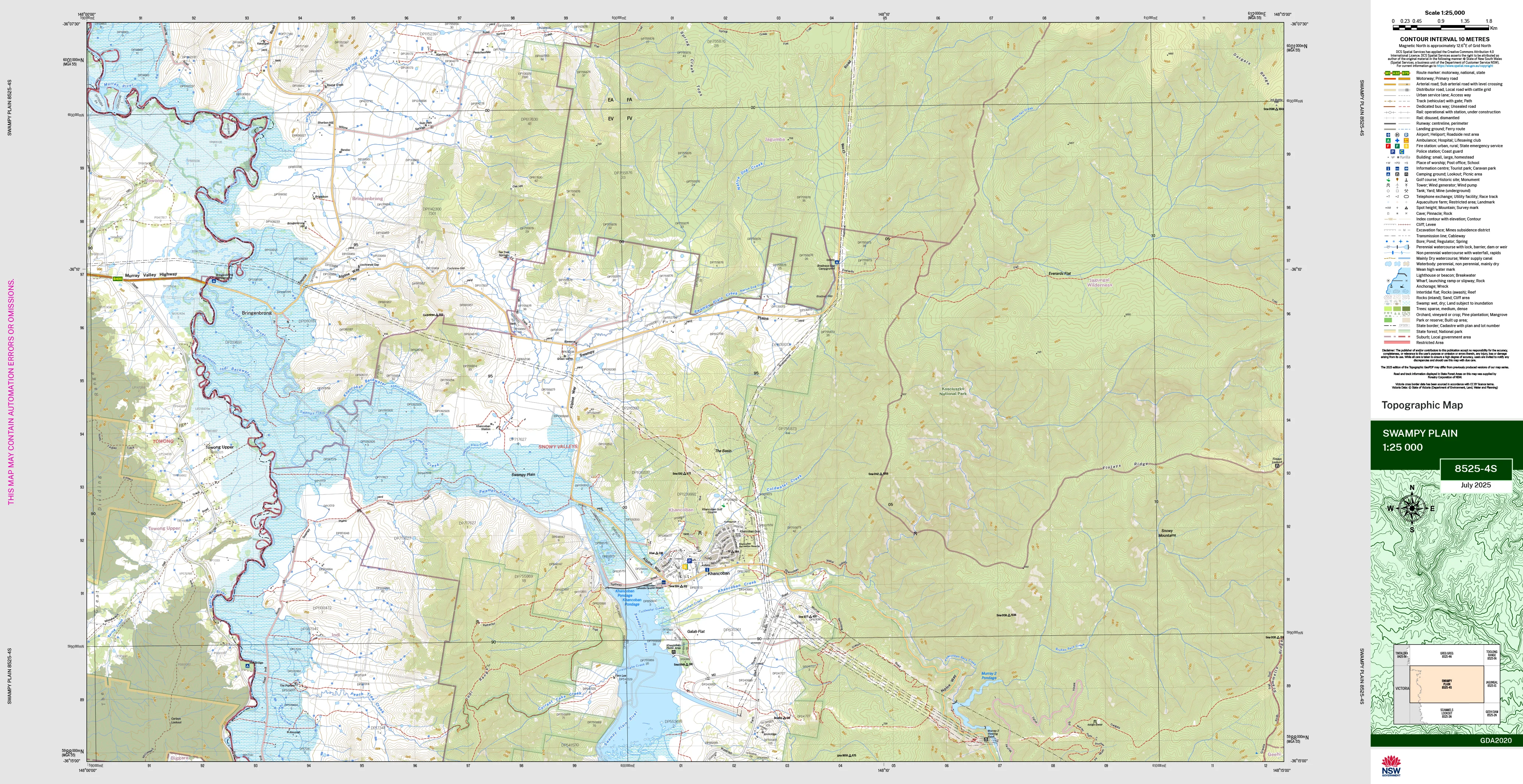 Swampy Plain 8525-4S Topographic Map 1:25k