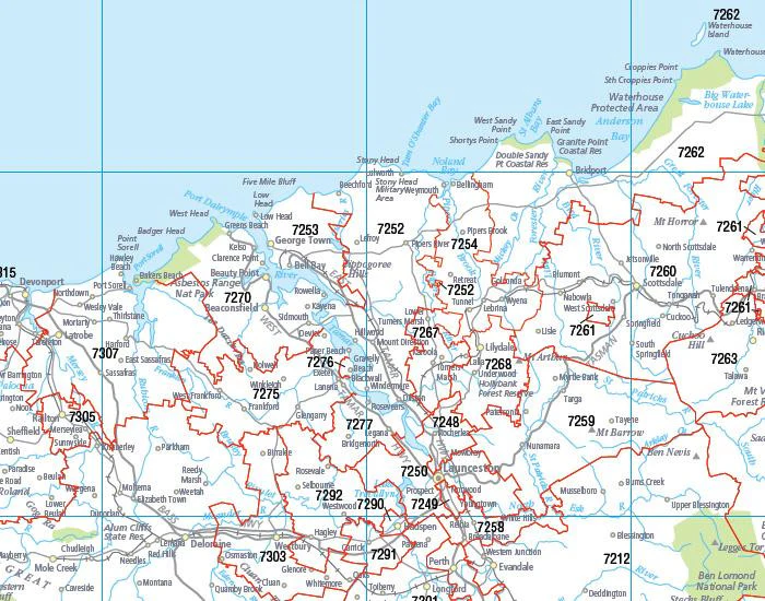 Tasmania Postcode Laminated Wall Map 788 x 935mm - Image 2
