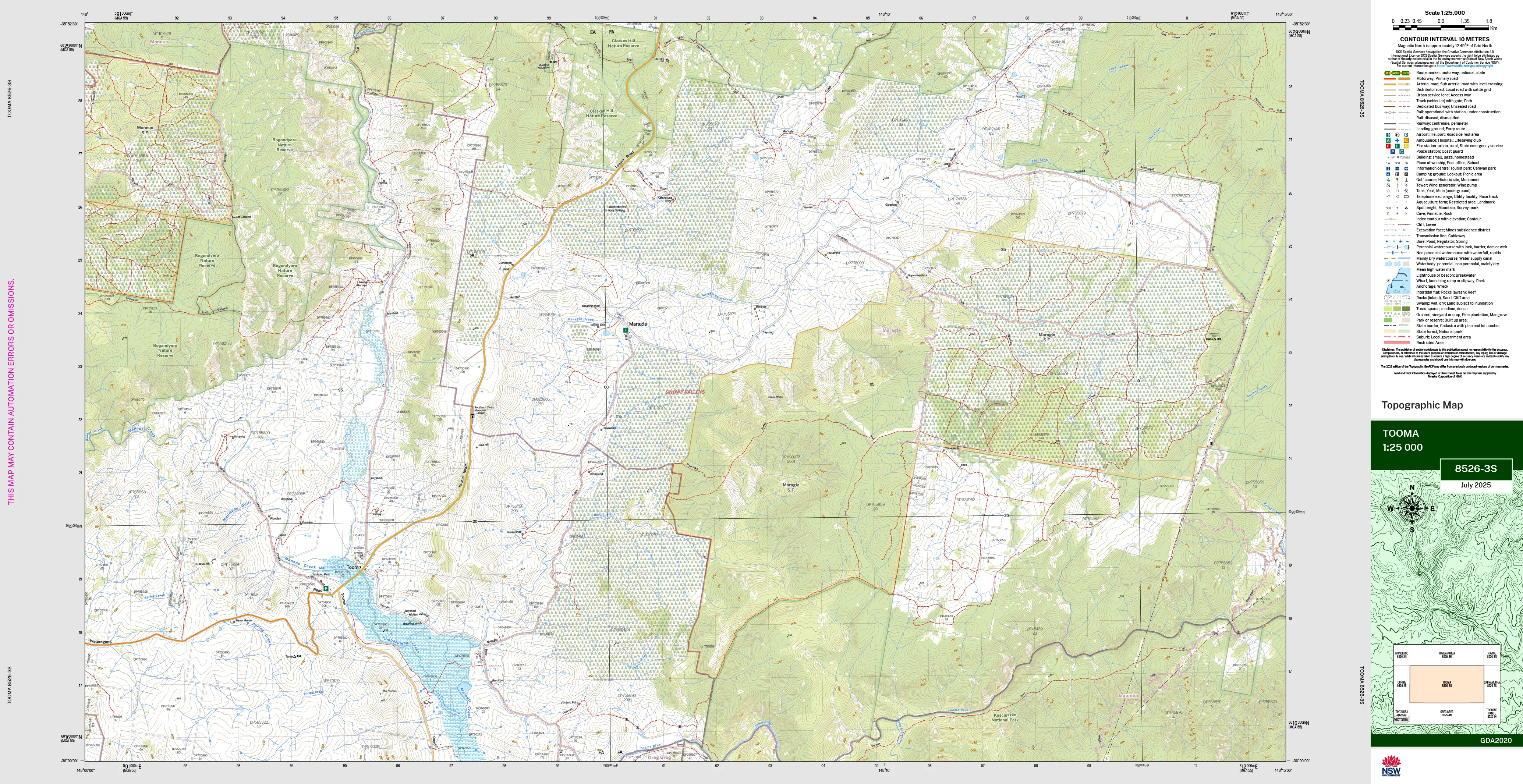 Tooma 8526-3S Topographic Map 1:25k