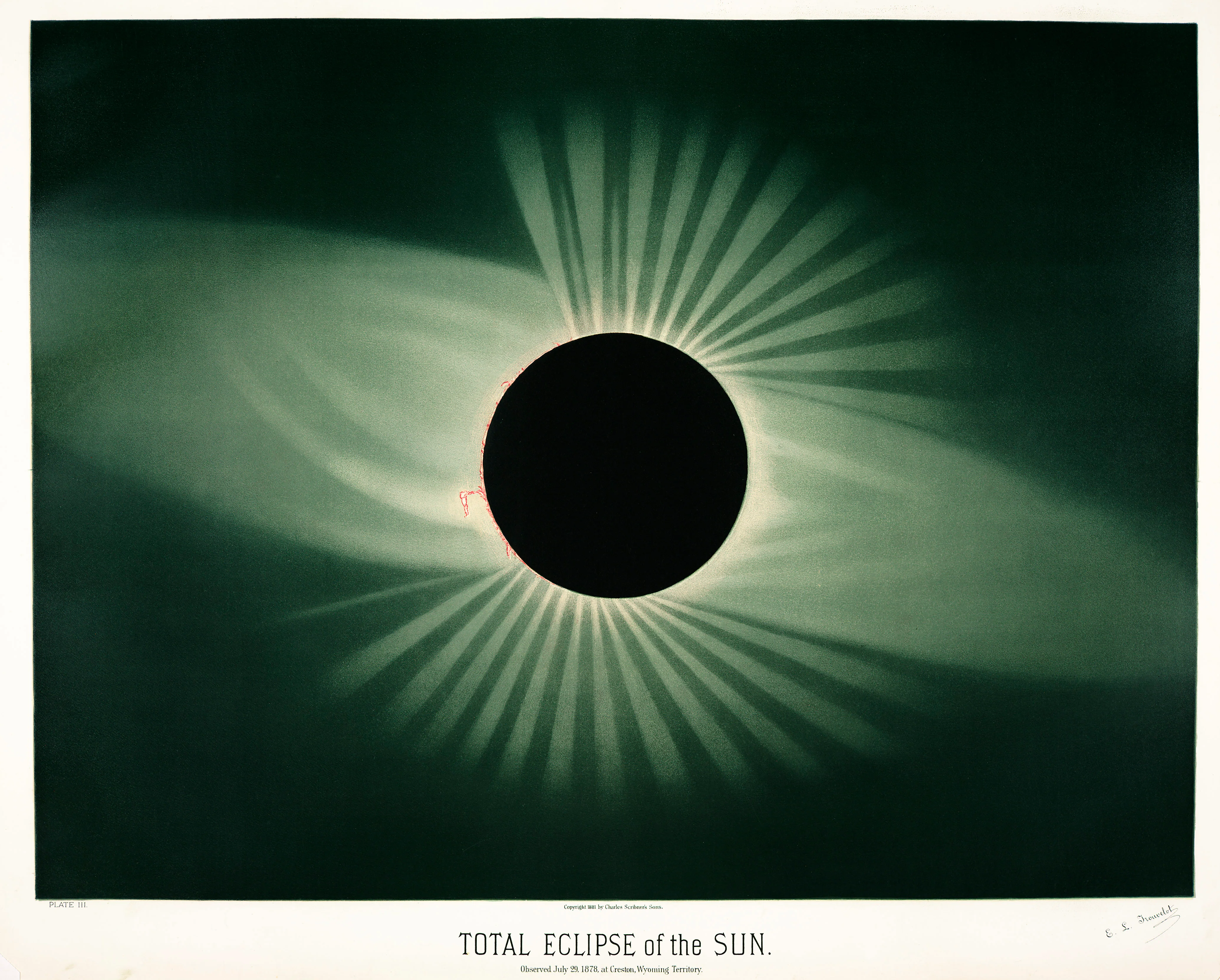 Total eclipse of the sun from the Trouvelot astronomical drawings (1881-1882) by E. L. Trouvelot (1827-1895)