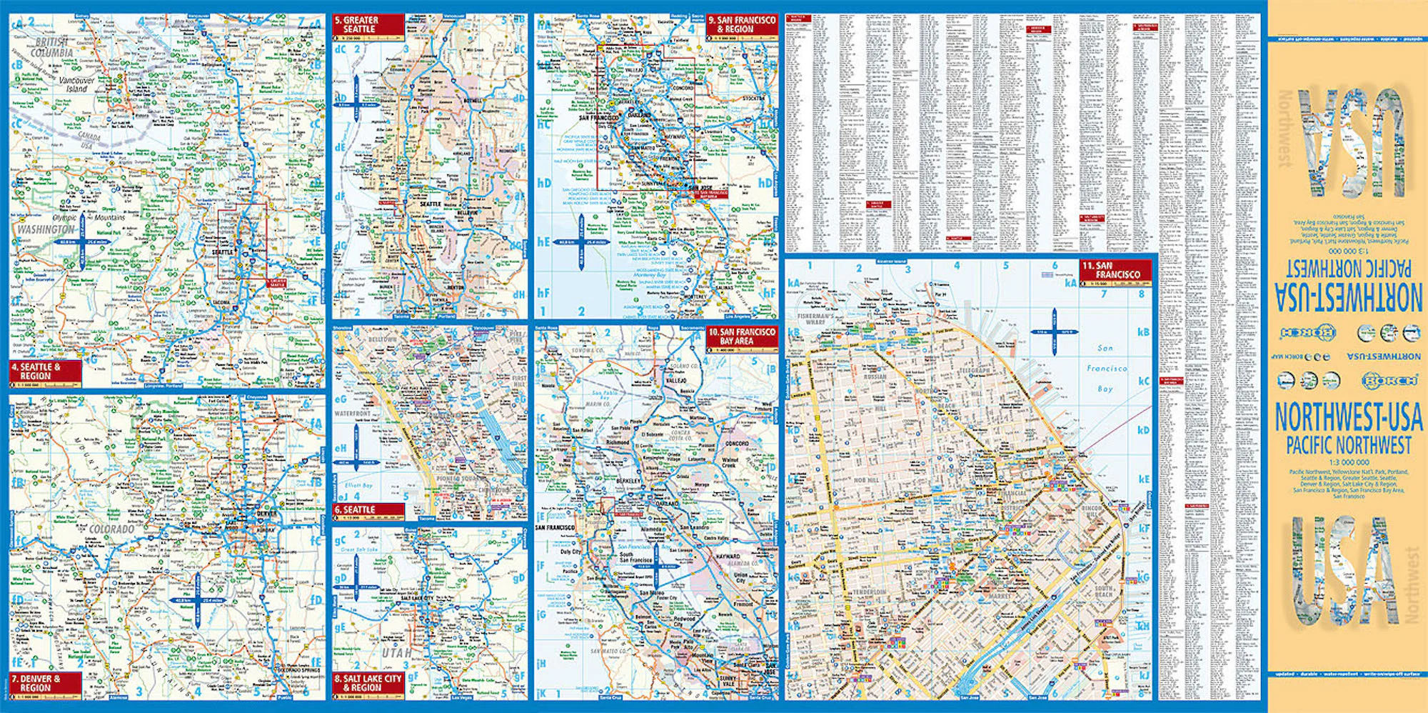 USA North West Borch Folded Laminated Map - Image 2