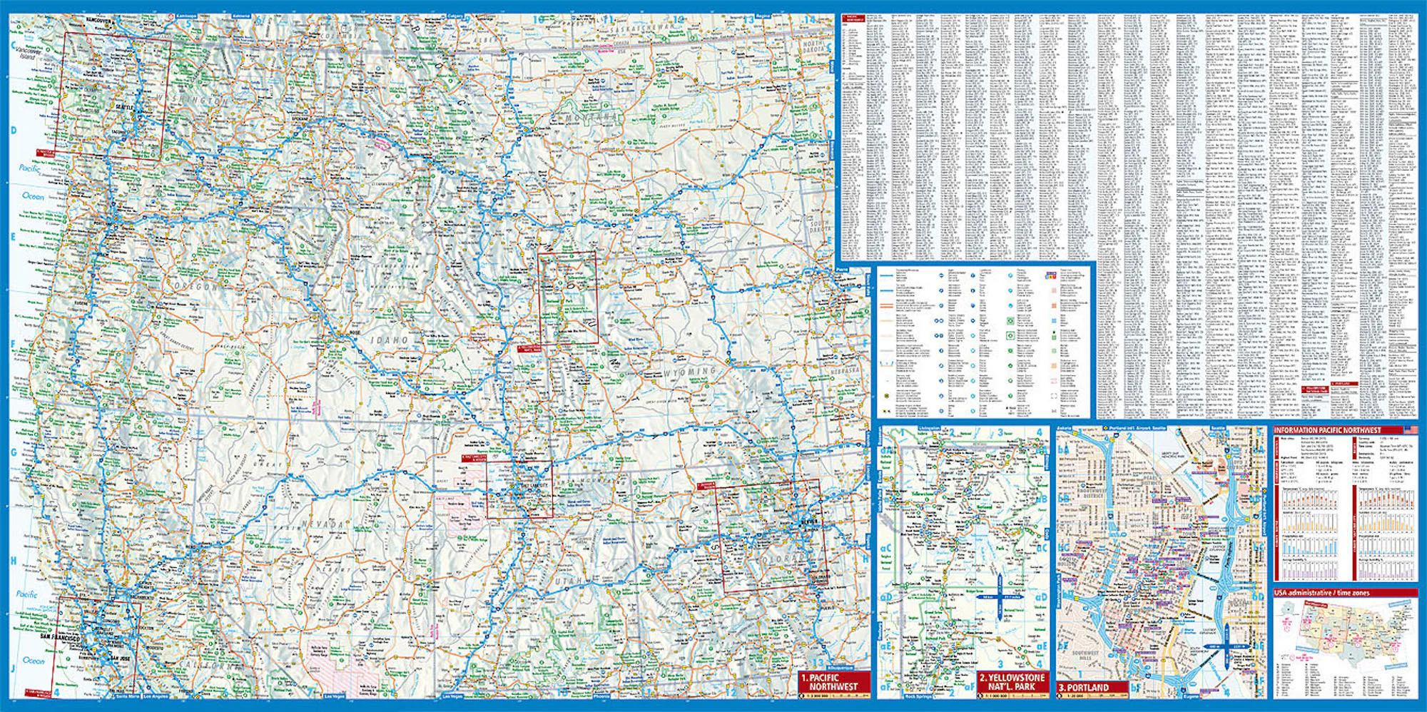 USA North West Borch Folded Laminated Map - Image 3