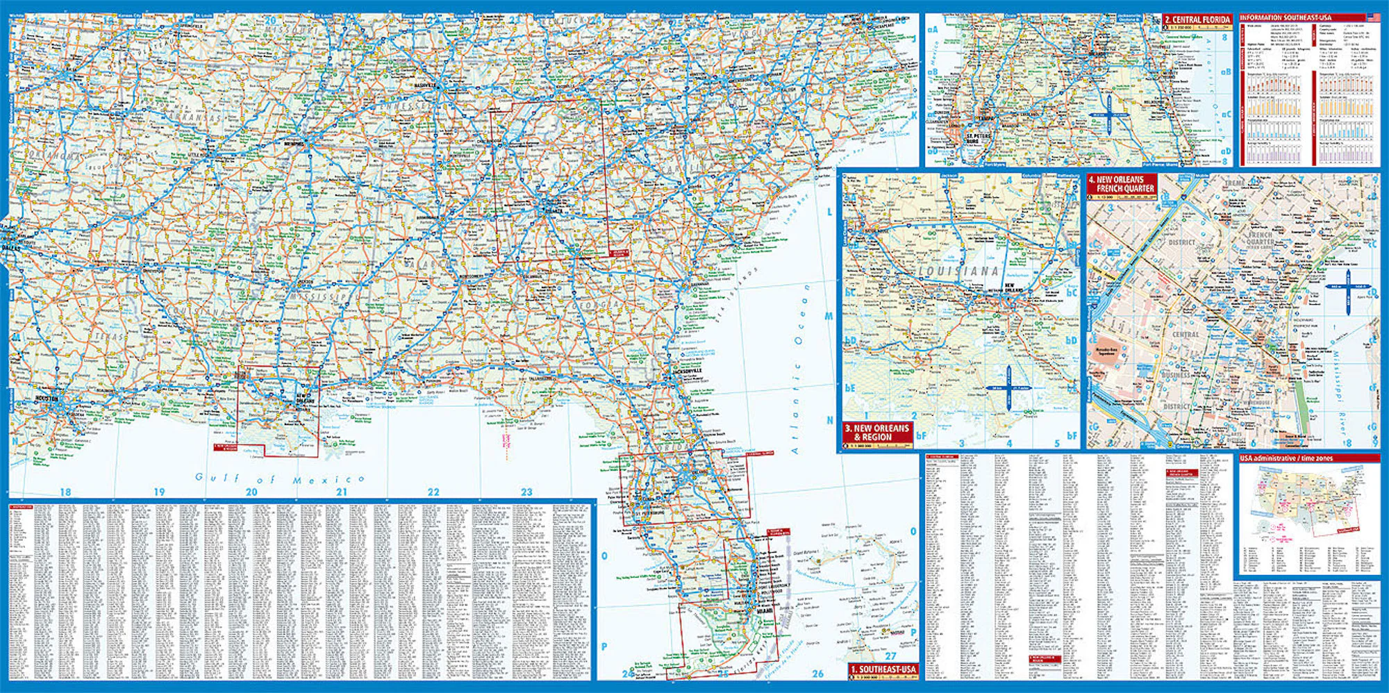 USA South East Borch Folded Laminated Map - Image 3