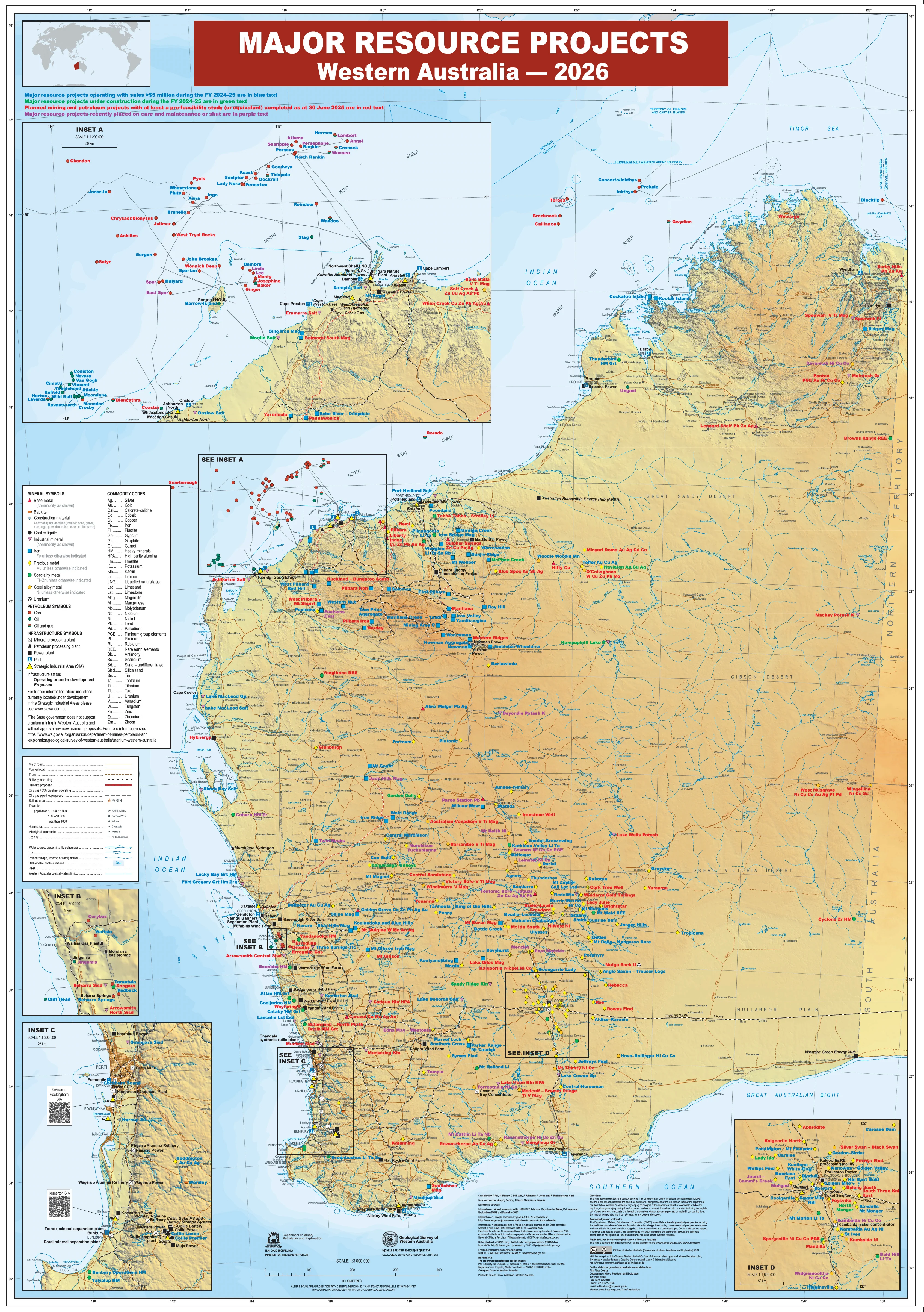WA 2026 Major Resources Projects 1415 x 2000mm Wall Map