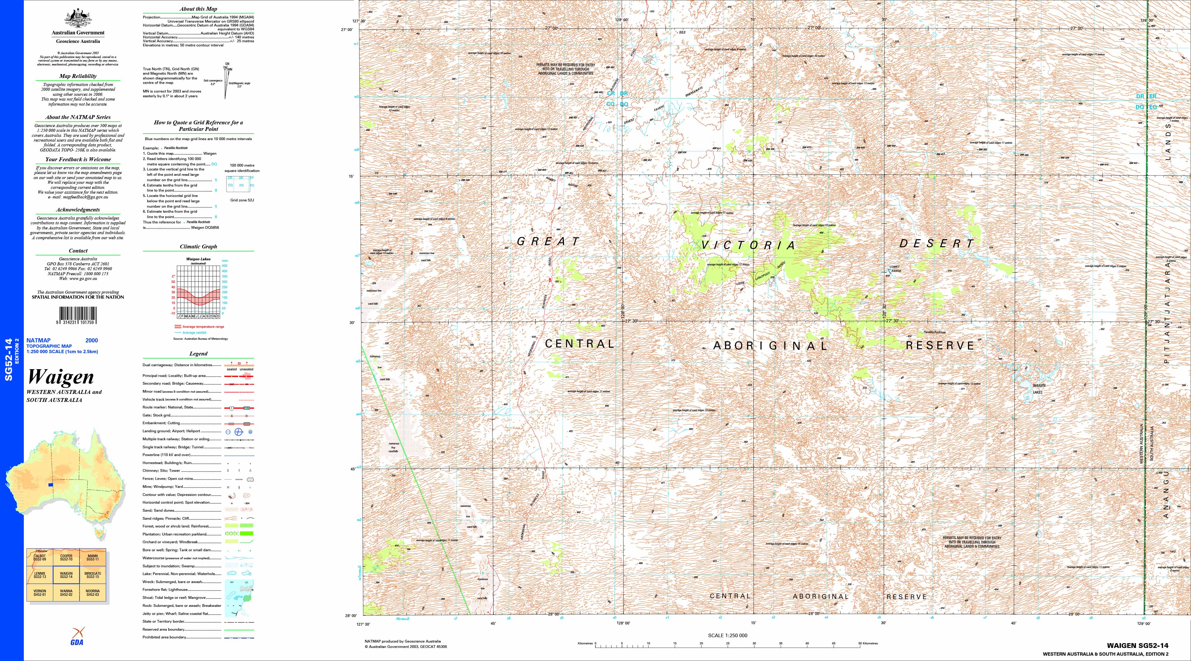 Waigen SG52-14 Topographic Map 1:250k