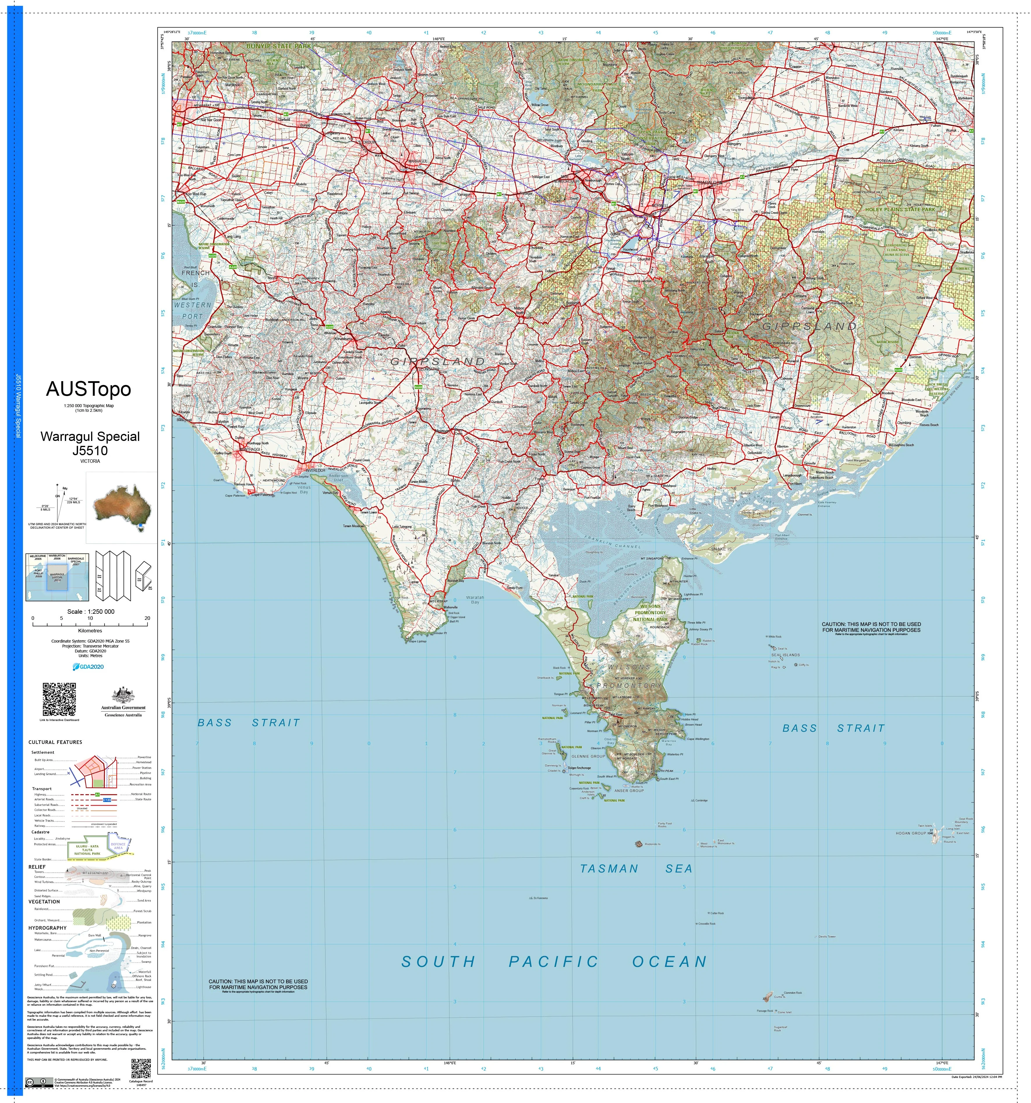 Warragul Special J5510 AUSTopo 1:250,000 Map